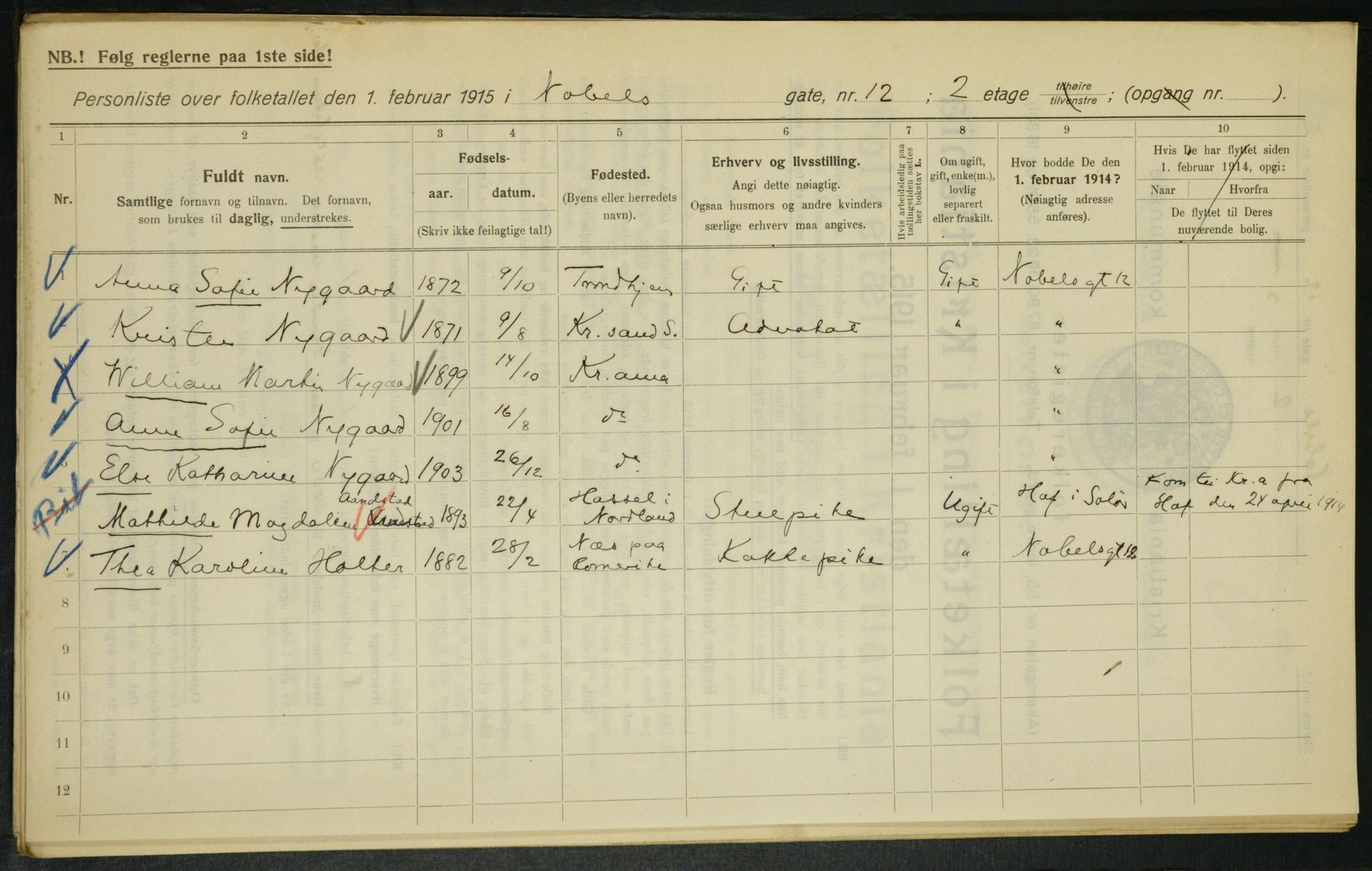 OBA, Municipal Census 1915 for Kristiania, 1915, p. 70704