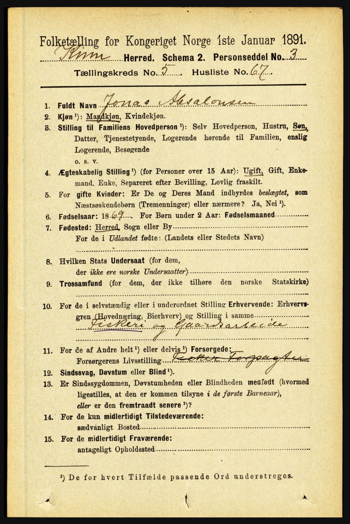 RA, 1891 census for 1437 Kinn, 1891, p. 2175