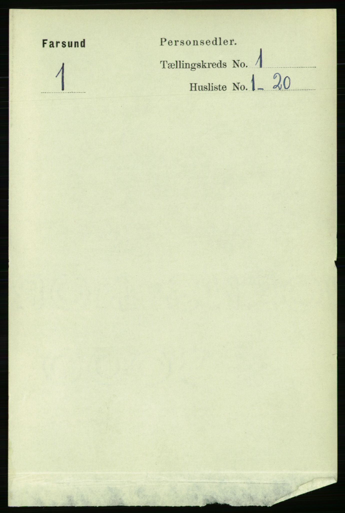 RA, 1891 census for 1003 Farsund, 1891, p. 506