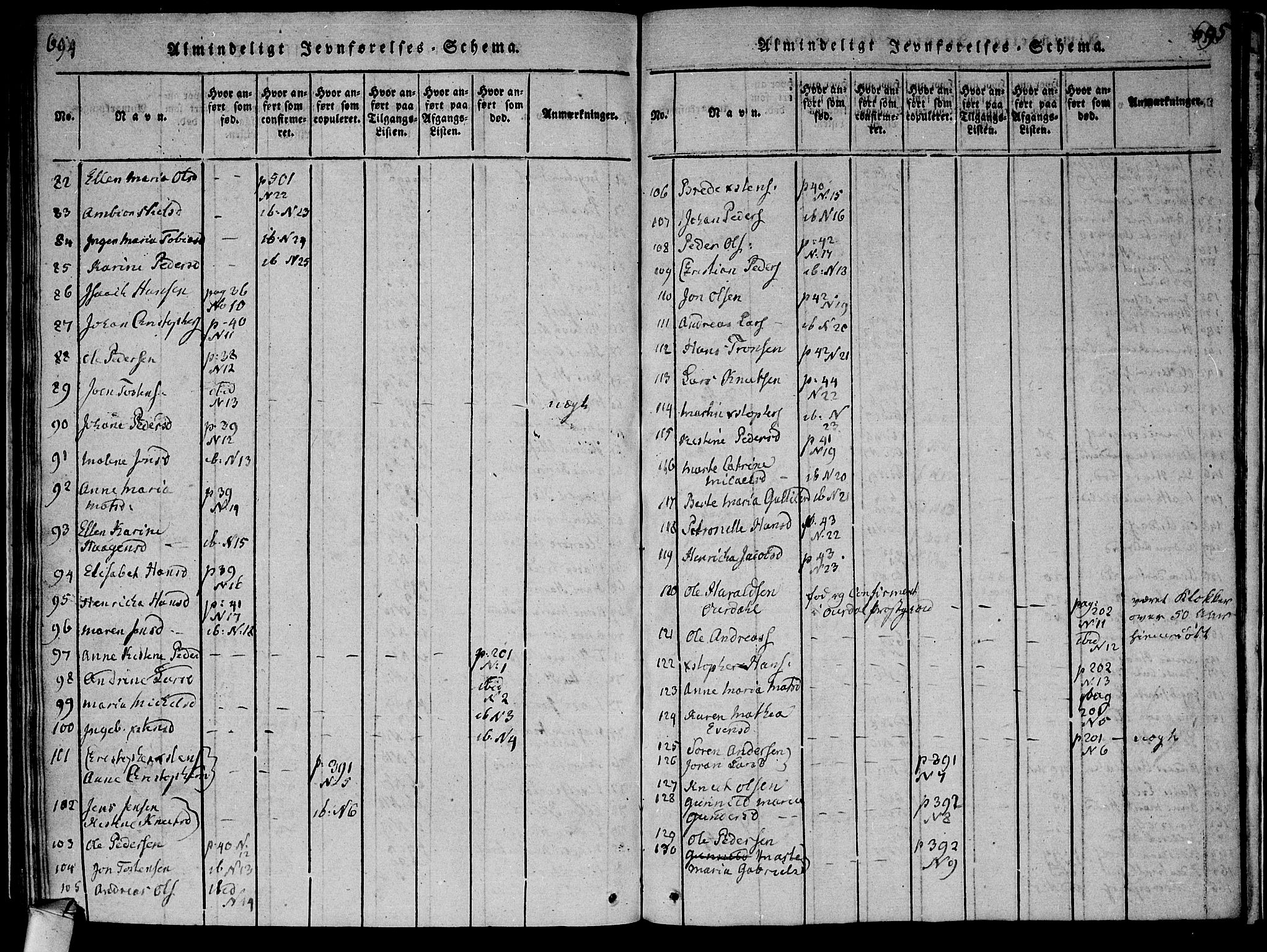 Røyken kirkebøker, AV/SAKO-A-241/F/Fa/L0004: Parish register (official) no. 4, 1814-1832, p. 694-695