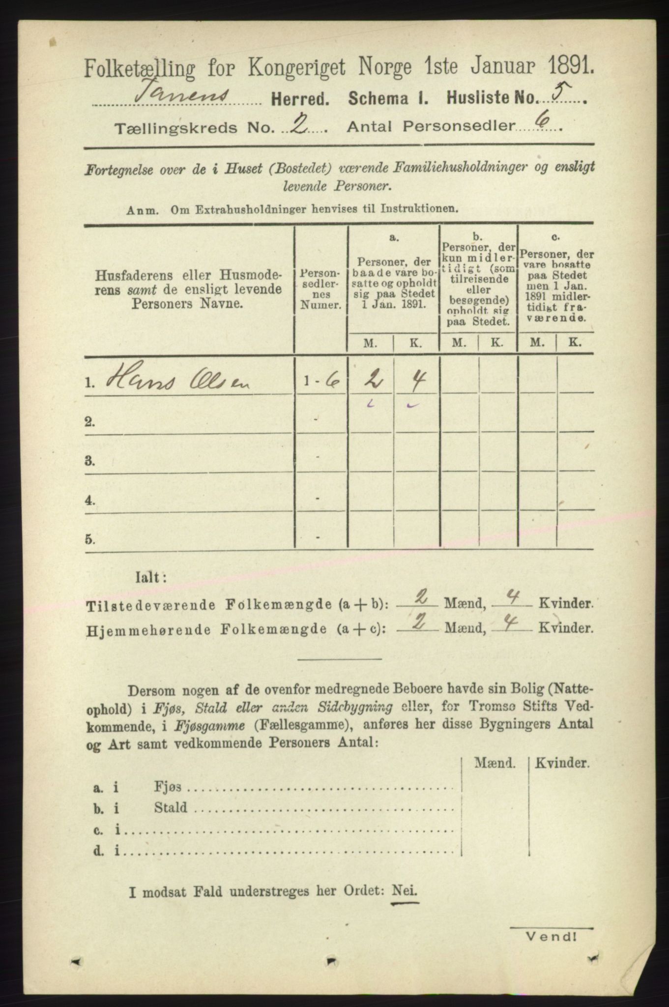 RA, 1891 census for 2025 Tana, 1891, p. 646