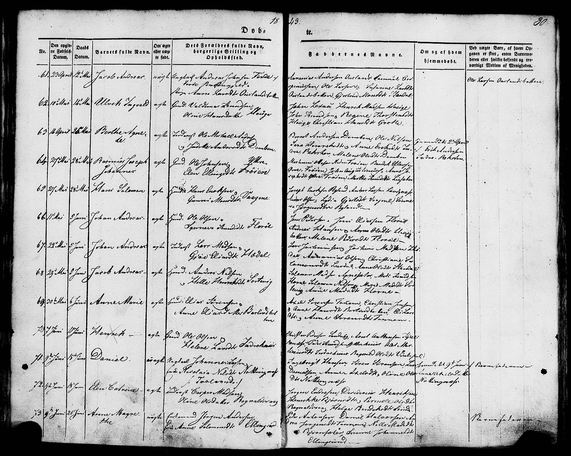 Kinn sokneprestembete, SAB/A-80801/H/Haa/Haaa/L0005: Parish register (official) no. A 5, 1841-1857, p. 30