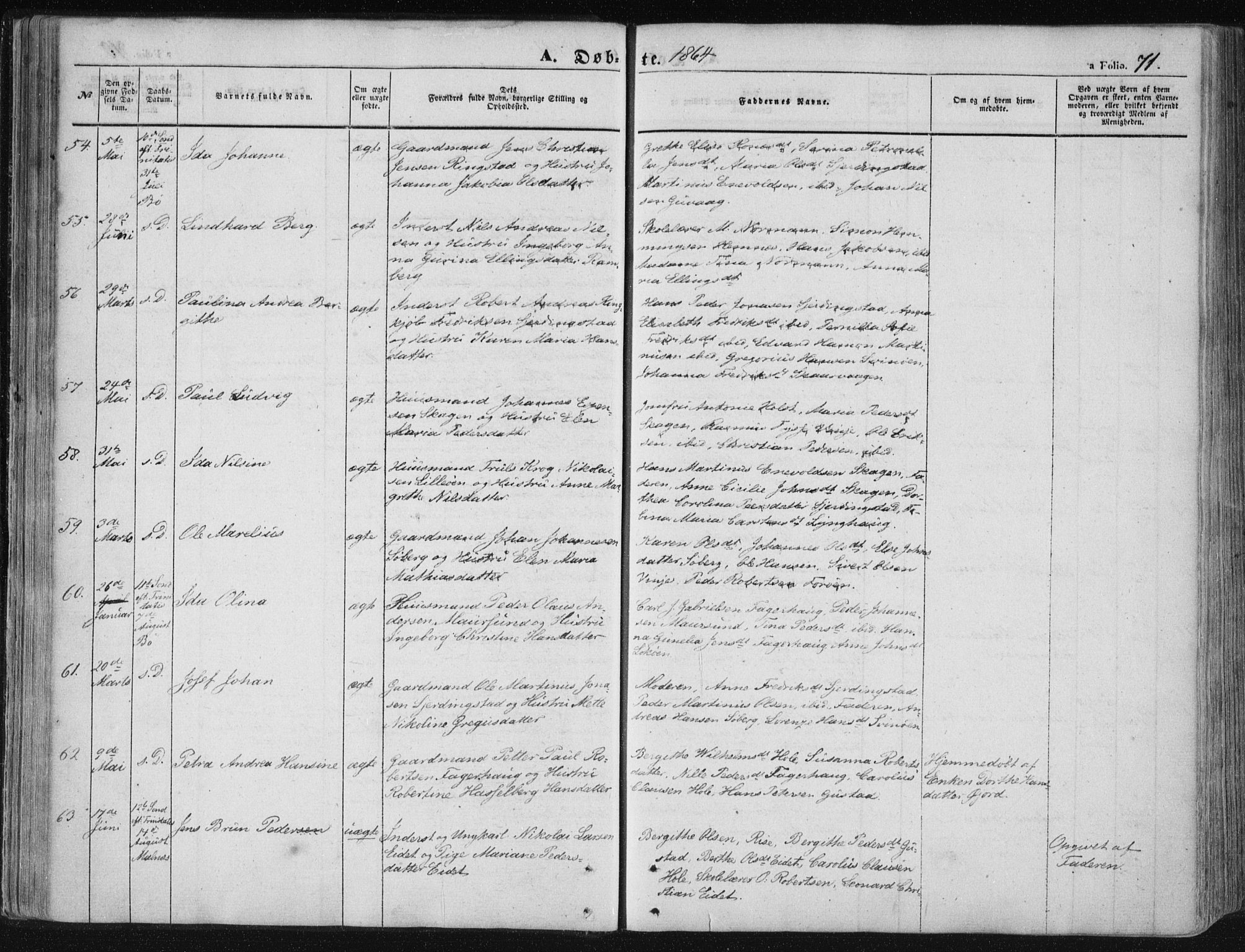 Ministerialprotokoller, klokkerbøker og fødselsregistre - Nordland, SAT/A-1459/891/L1300: Parish register (official) no. 891A05, 1856-1870, p. 71