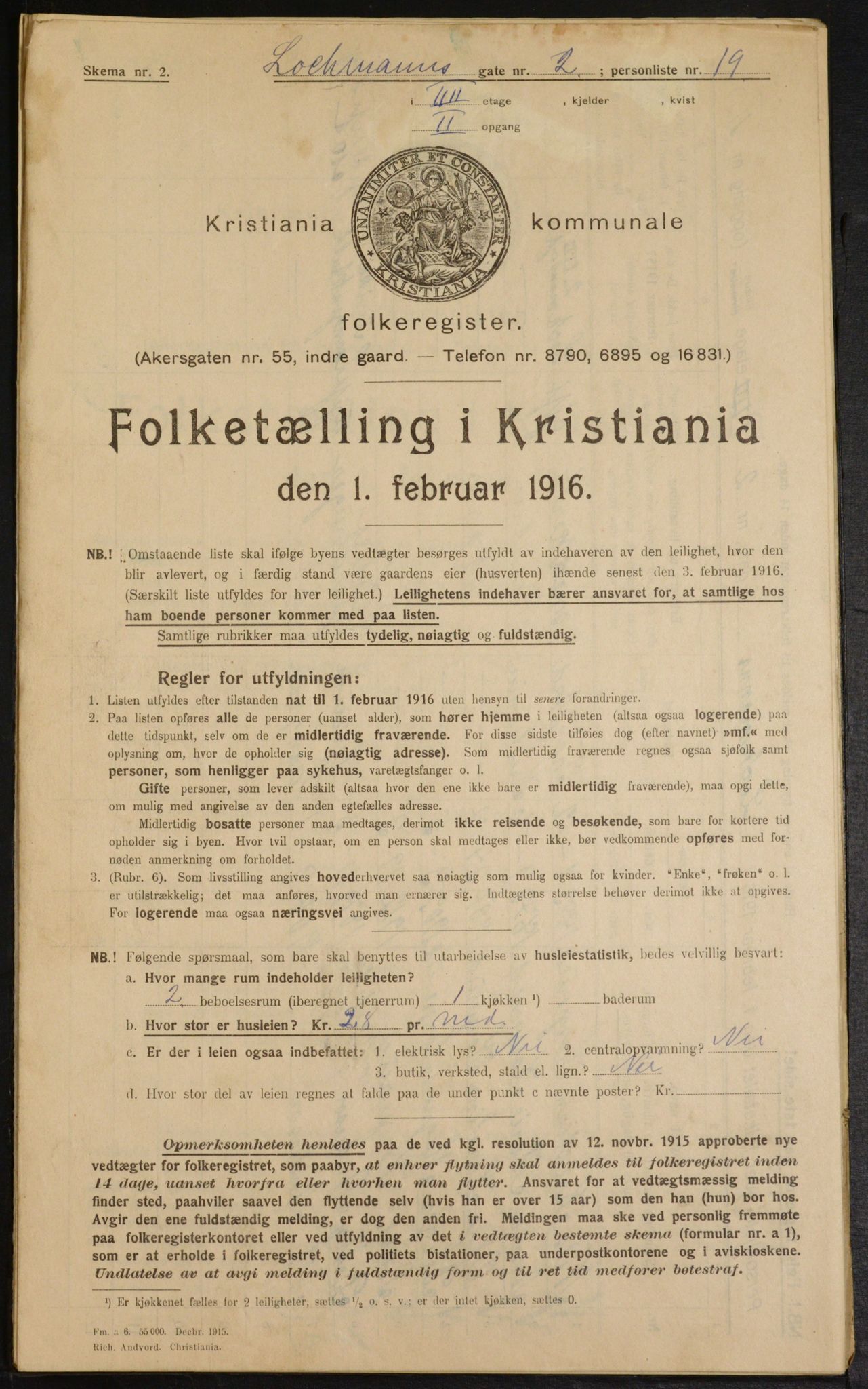 OBA, Municipal Census 1916 for Kristiania, 1916, p. 59533