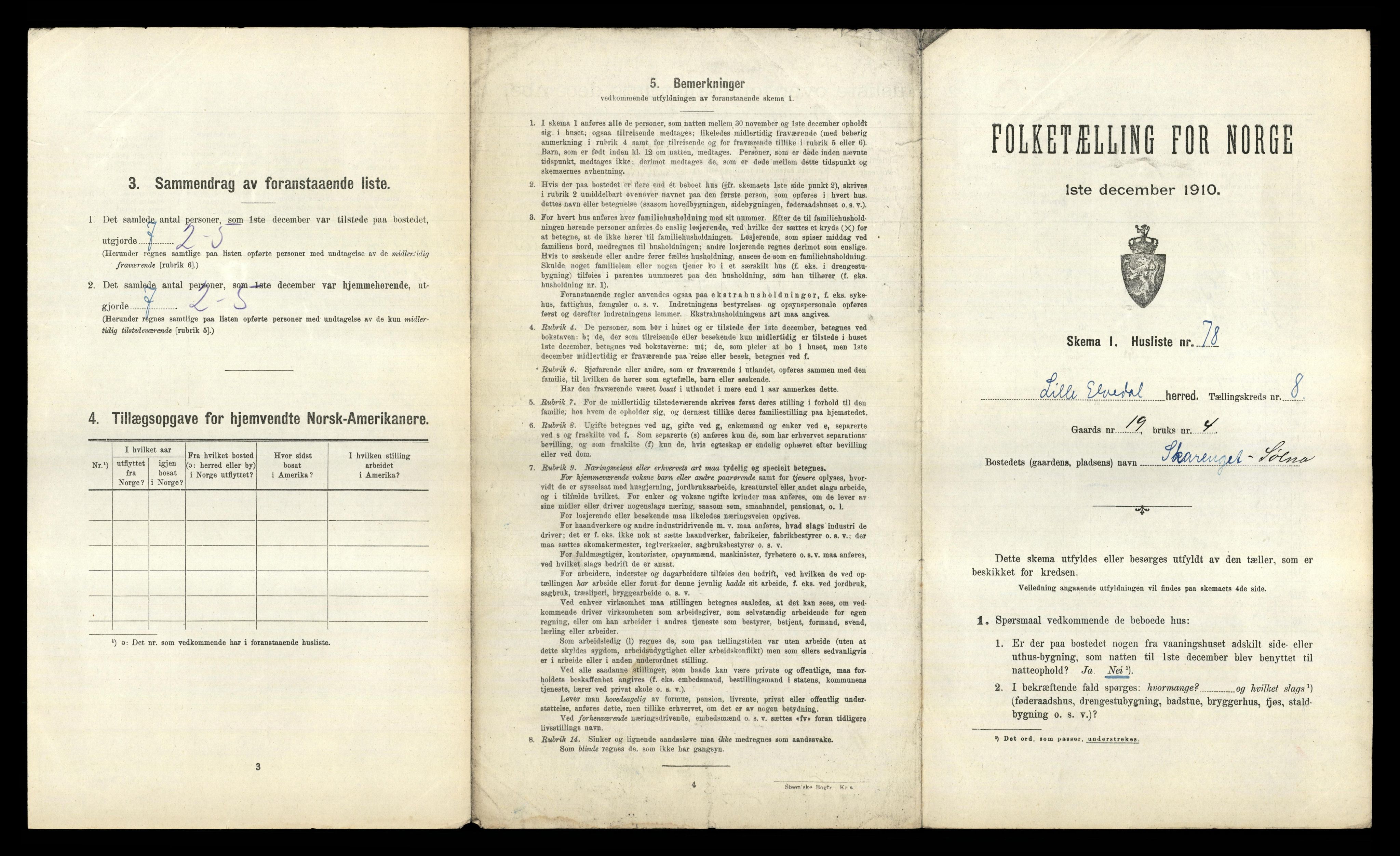 RA, 1910 census for Lille Elvedalen, 1910, p. 731