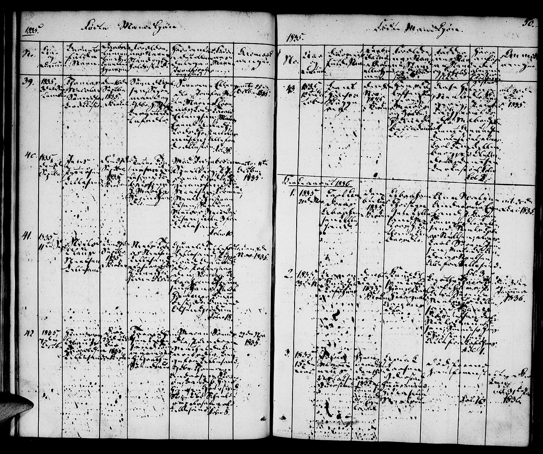 Vestre Moland sokneprestkontor, SAK/1111-0046/F/Fa/Fab/L0004: Parish register (official) no. A 4, 1835-1843, p. 50