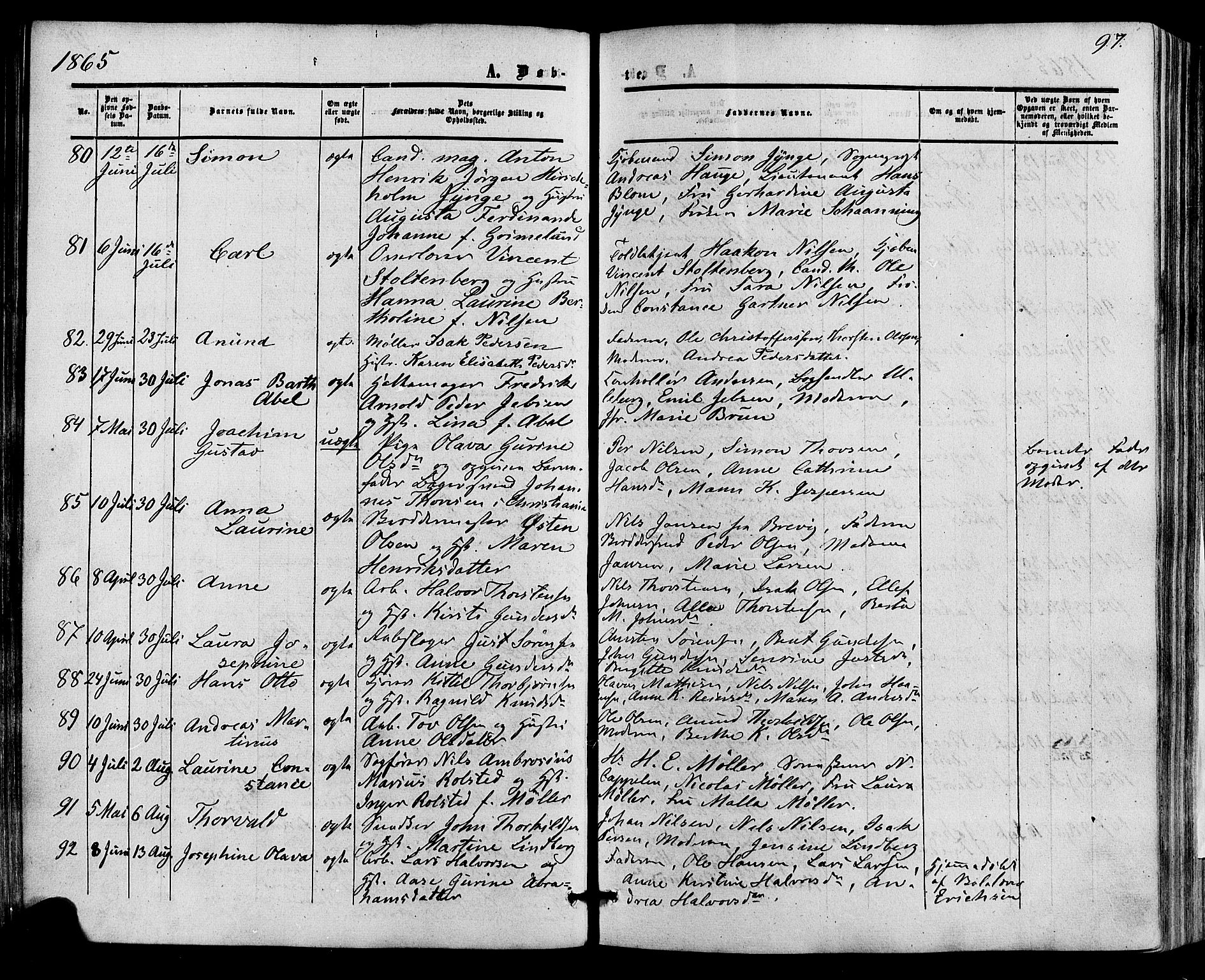 Skien kirkebøker, AV/SAKO-A-302/F/Fa/L0007: Parish register (official) no. 7, 1856-1865, p. 97