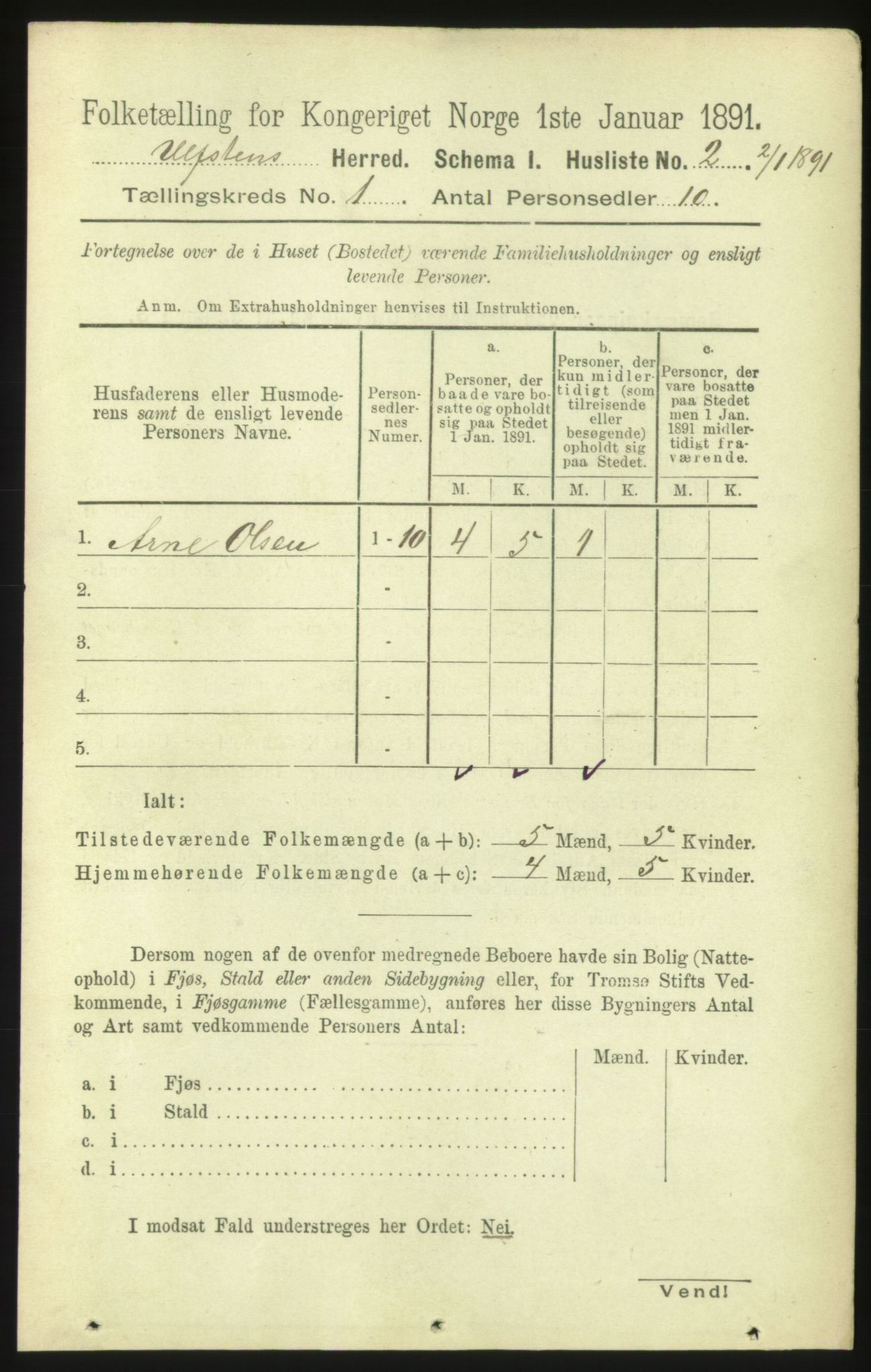 RA, 1891 census for 1516 Ulstein, 1891, p. 31