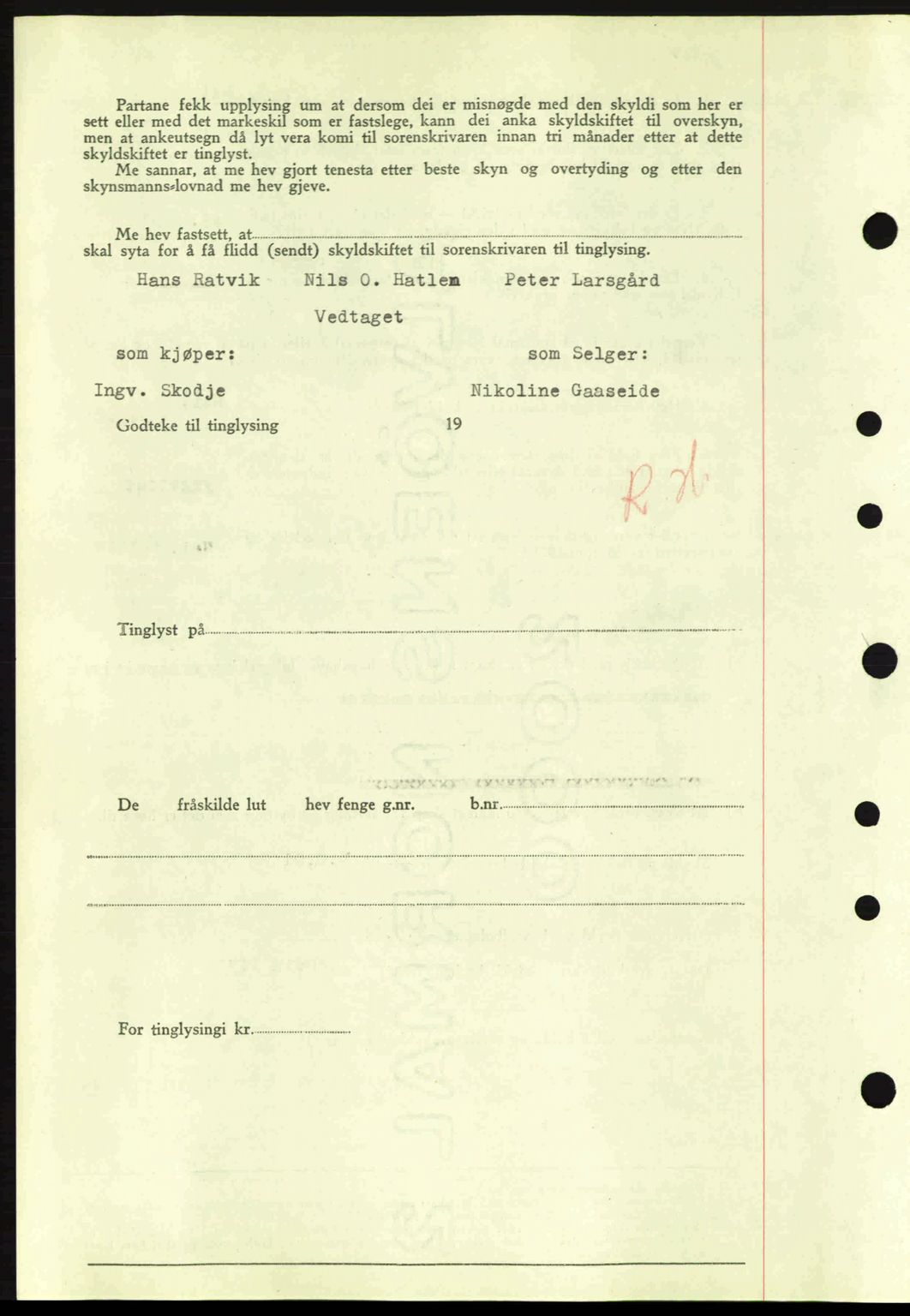 Nordre Sunnmøre sorenskriveri, AV/SAT-A-0006/1/2/2C/2Ca: Mortgage book no. A8, 1939-1940, Diary no: : 1964/1939