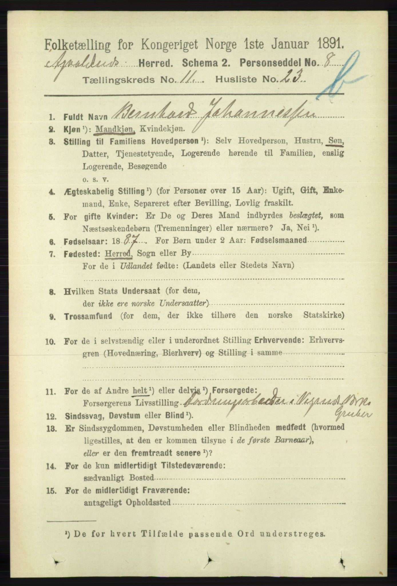 RA, 1891 census for 1147 Avaldsnes, 1891, p. 6552