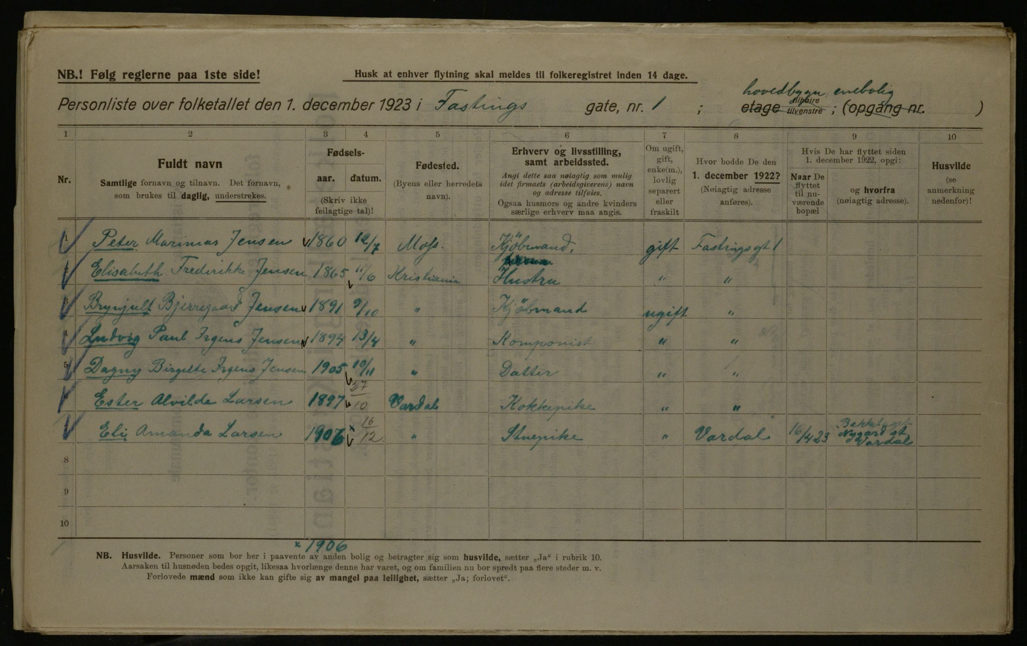 OBA, Municipal Census 1923 for Kristiania, 1923, p. 26506