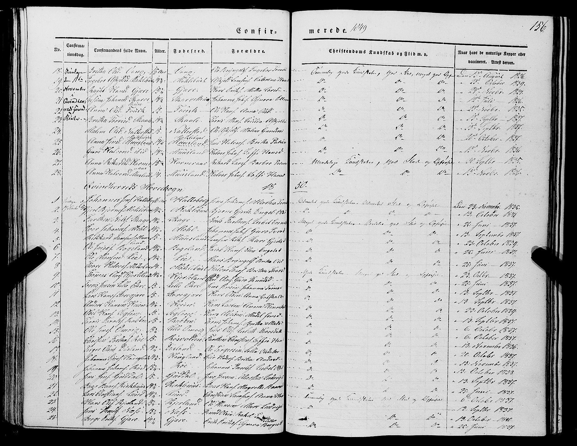 Kvinnherad sokneprestembete, SAB/A-76401/H/Haa: Parish register (official) no. A 7, 1843-1853, p. 156