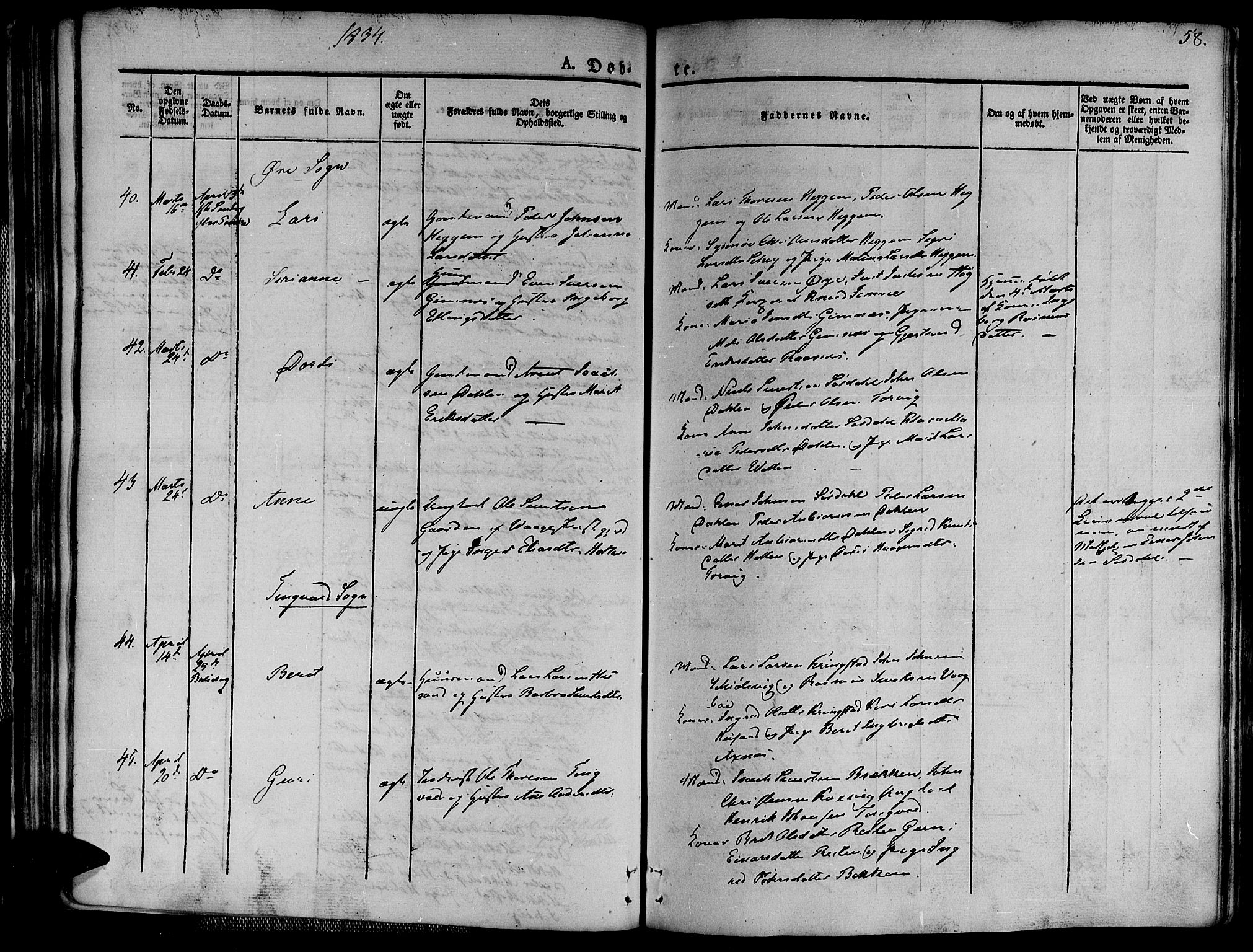 Ministerialprotokoller, klokkerbøker og fødselsregistre - Møre og Romsdal, AV/SAT-A-1454/586/L0983: Parish register (official) no. 586A09, 1829-1843, p. 58