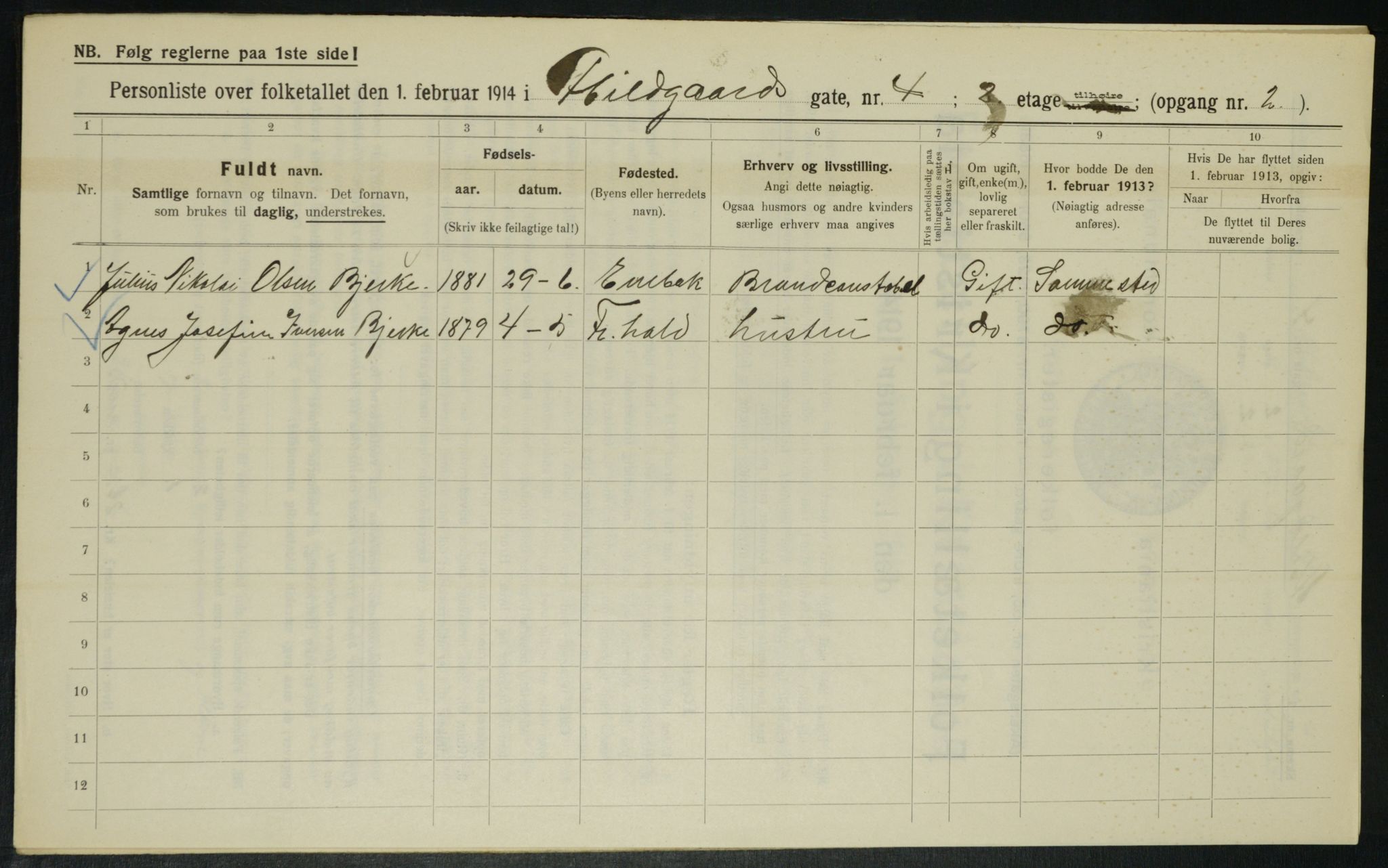 OBA, Municipal Census 1914 for Kristiania, 1914, p. 17