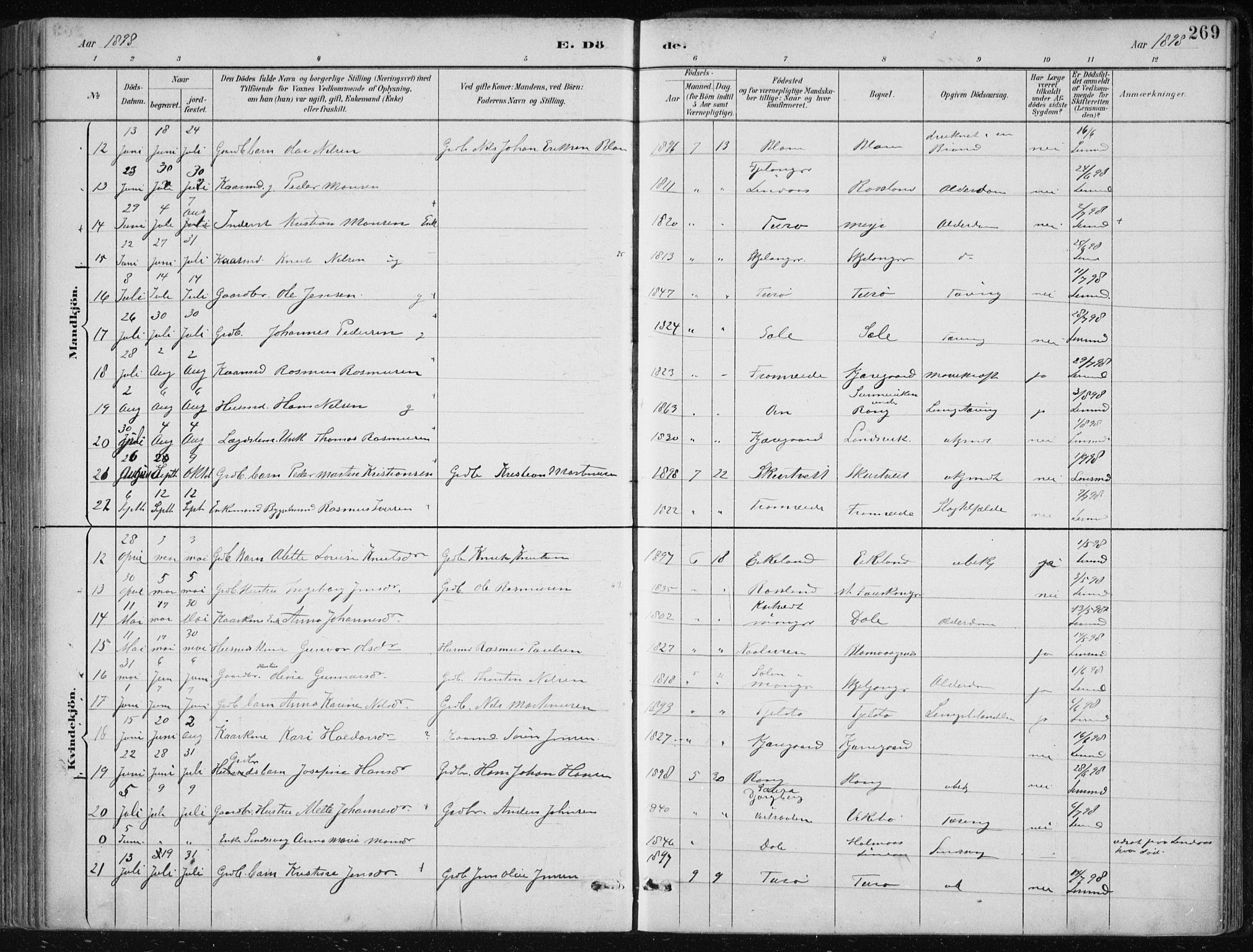 Herdla Sokneprestembete, AV/SAB-A-75701/H/Haa: Parish register (official) no. A 4, 1891-1905, p. 269