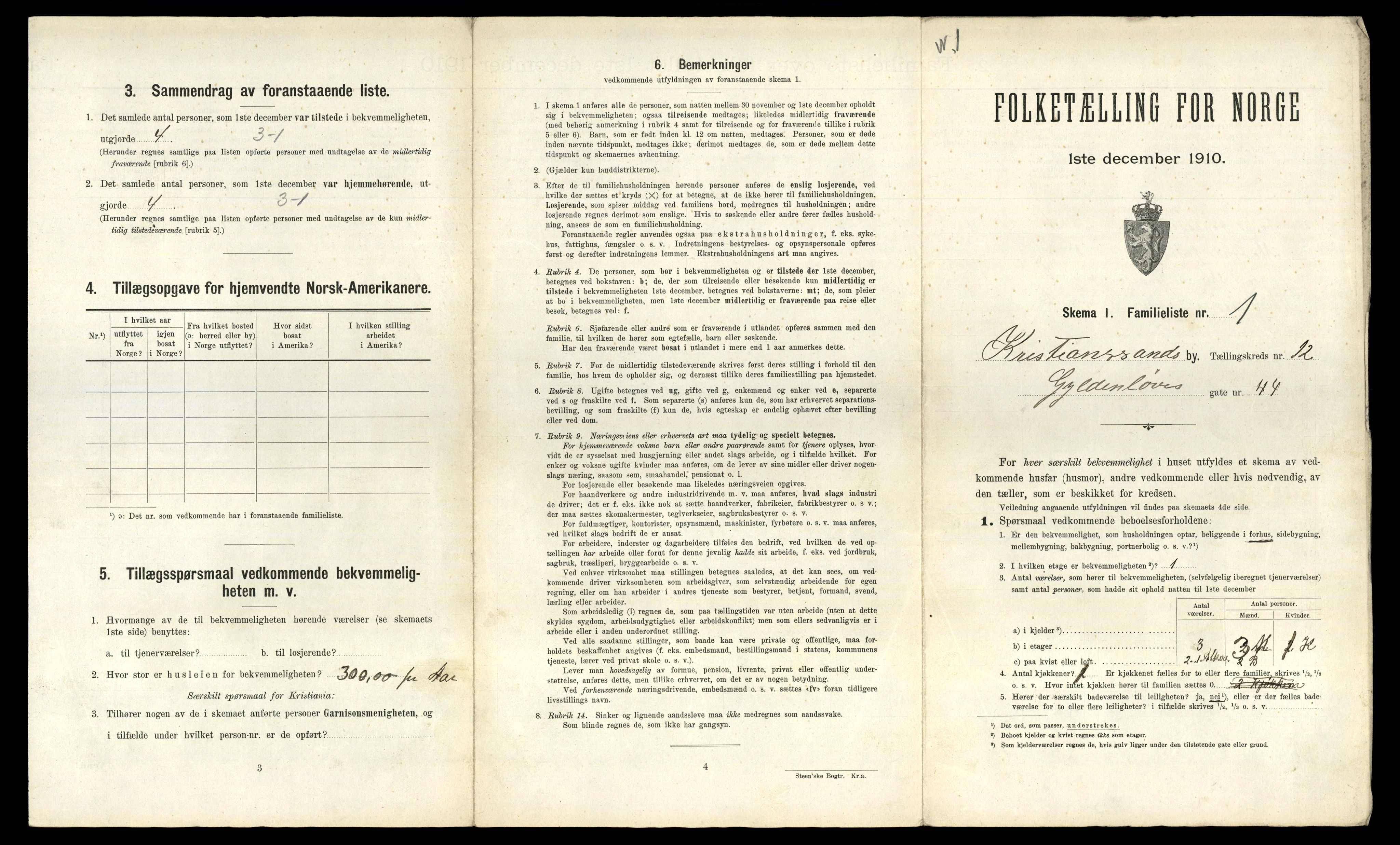 RA, 1910 census for Kristiansand, 1910, p. 2766