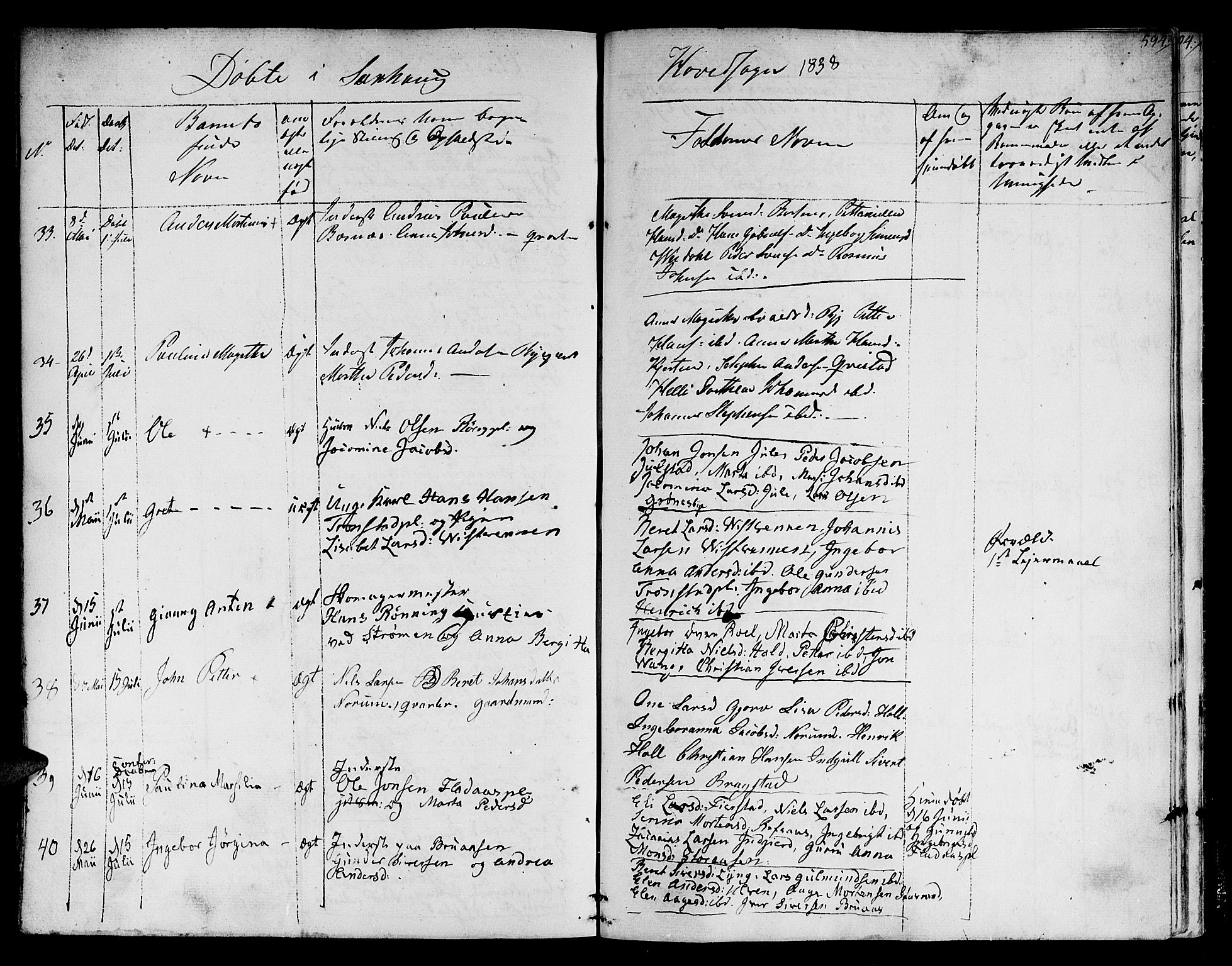 Ministerialprotokoller, klokkerbøker og fødselsregistre - Nord-Trøndelag, SAT/A-1458/730/L0277: Parish register (official) no. 730A06 /1, 1830-1839, p. 594