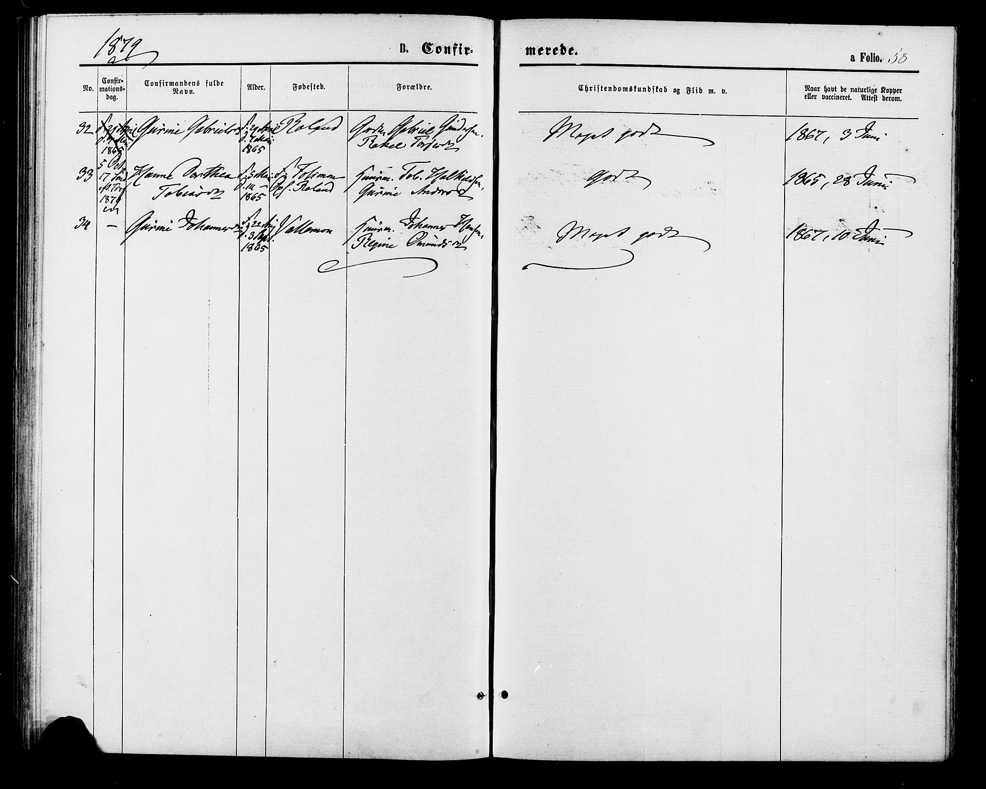 Sør-Audnedal sokneprestkontor, AV/SAK-1111-0039/F/Fa/Fab/L0008: Parish register (official) no. A 8, 1876-1881, p. 58