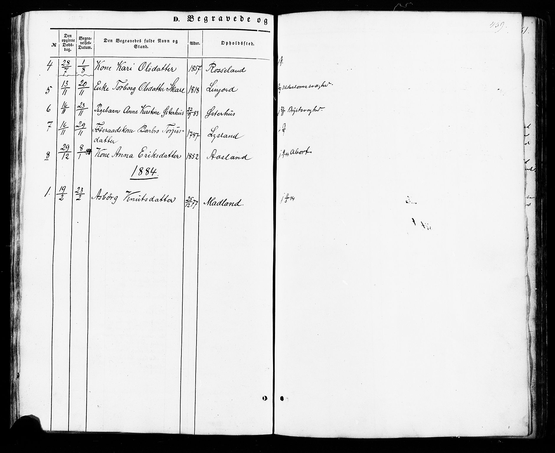 Åseral sokneprestkontor, SAK/1111-0051/F/Fa/L0002: Parish register (official) no. A 2, 1854-1884, p. 459