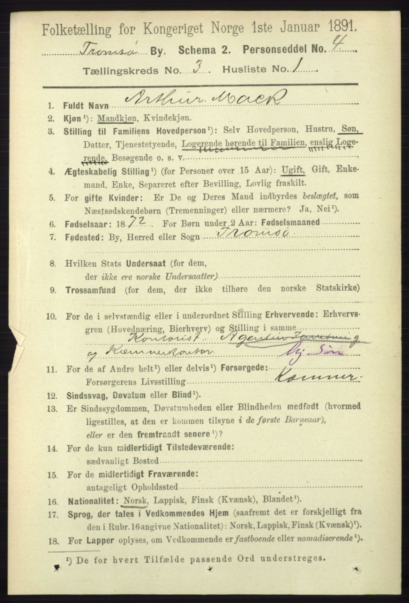 RA, 1891 census for 1902 Tromsø, 1891, p. 3177