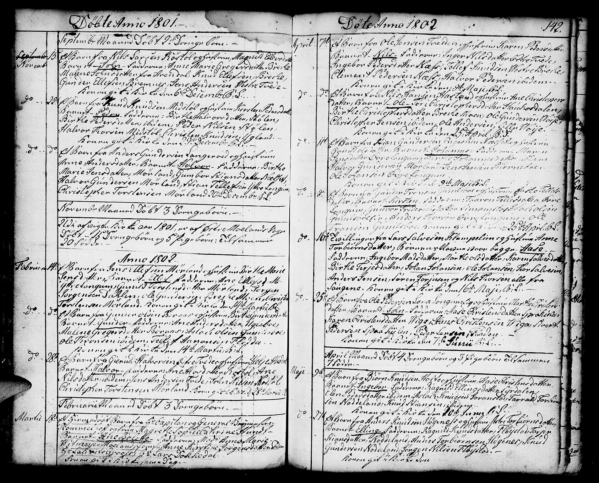 Austre Moland sokneprestkontor, SAK/1111-0001/F/Fa/Faa/L0002: Parish register (official) no. A 2, 1747-1808, p. 142-143