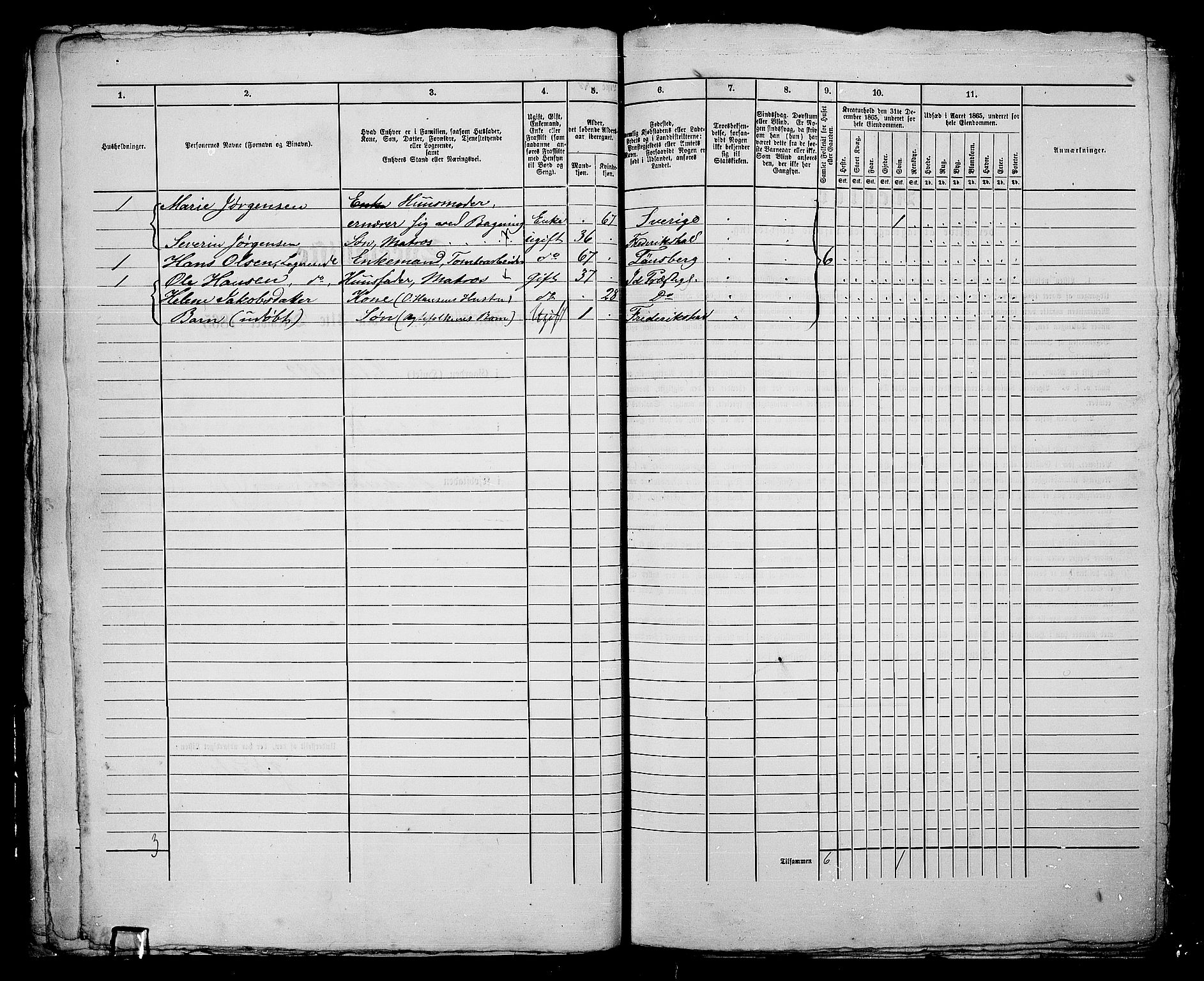 RA, 1865 census for Fredrikshald, 1865, p. 434