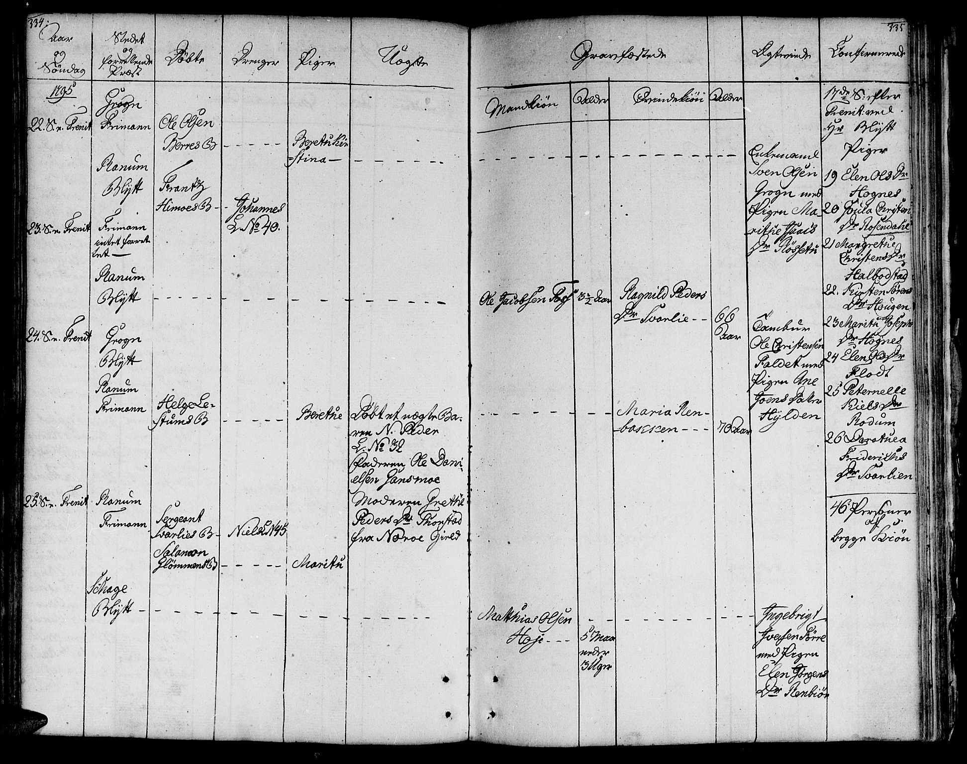 Ministerialprotokoller, klokkerbøker og fødselsregistre - Nord-Trøndelag, AV/SAT-A-1458/764/L0544: Parish register (official) no. 764A04, 1780-1798, p. 334-335