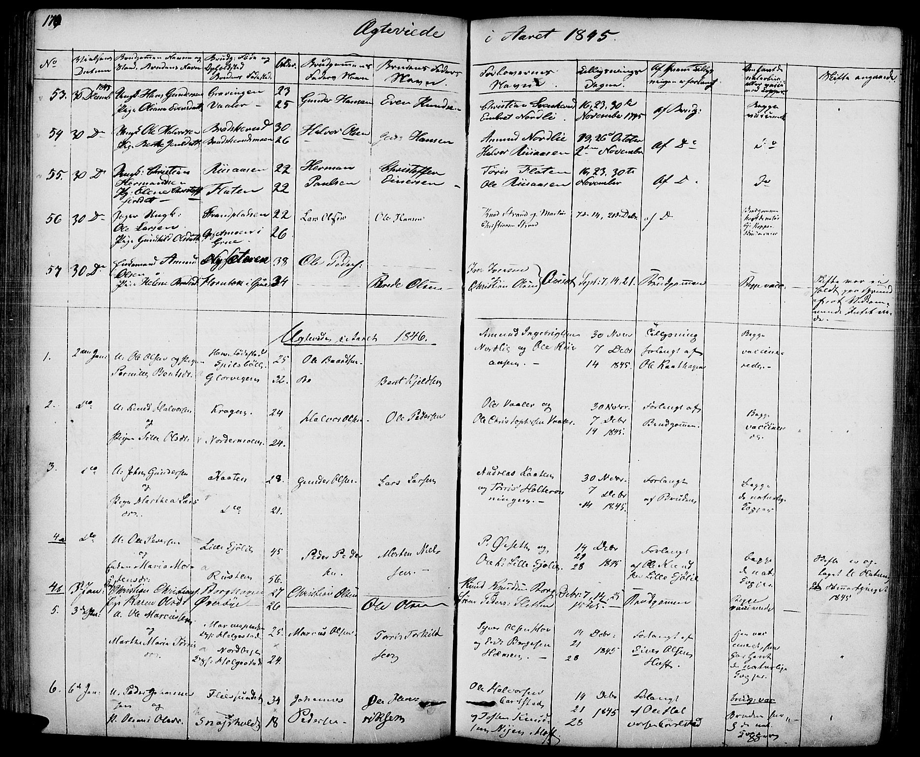 Hof prestekontor, SAH/PREST-038/H/Ha/Haa/L0007: Parish register (official) no. 7, 1841-1848, p. 170