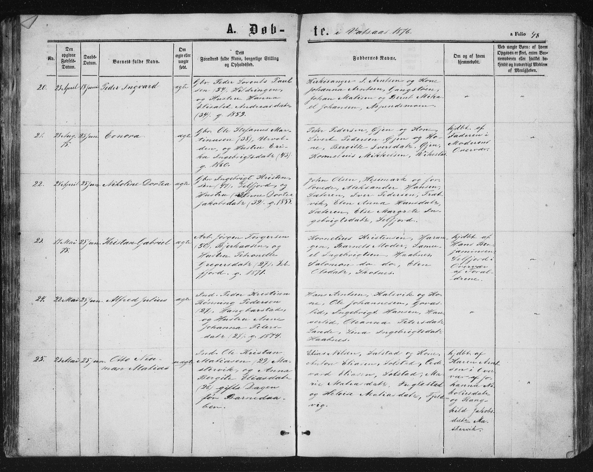 Ministerialprotokoller, klokkerbøker og fødselsregistre - Nordland, AV/SAT-A-1459/810/L0158: Parish register (copy) no. 810C02 /1, 1863-1883, p. 48