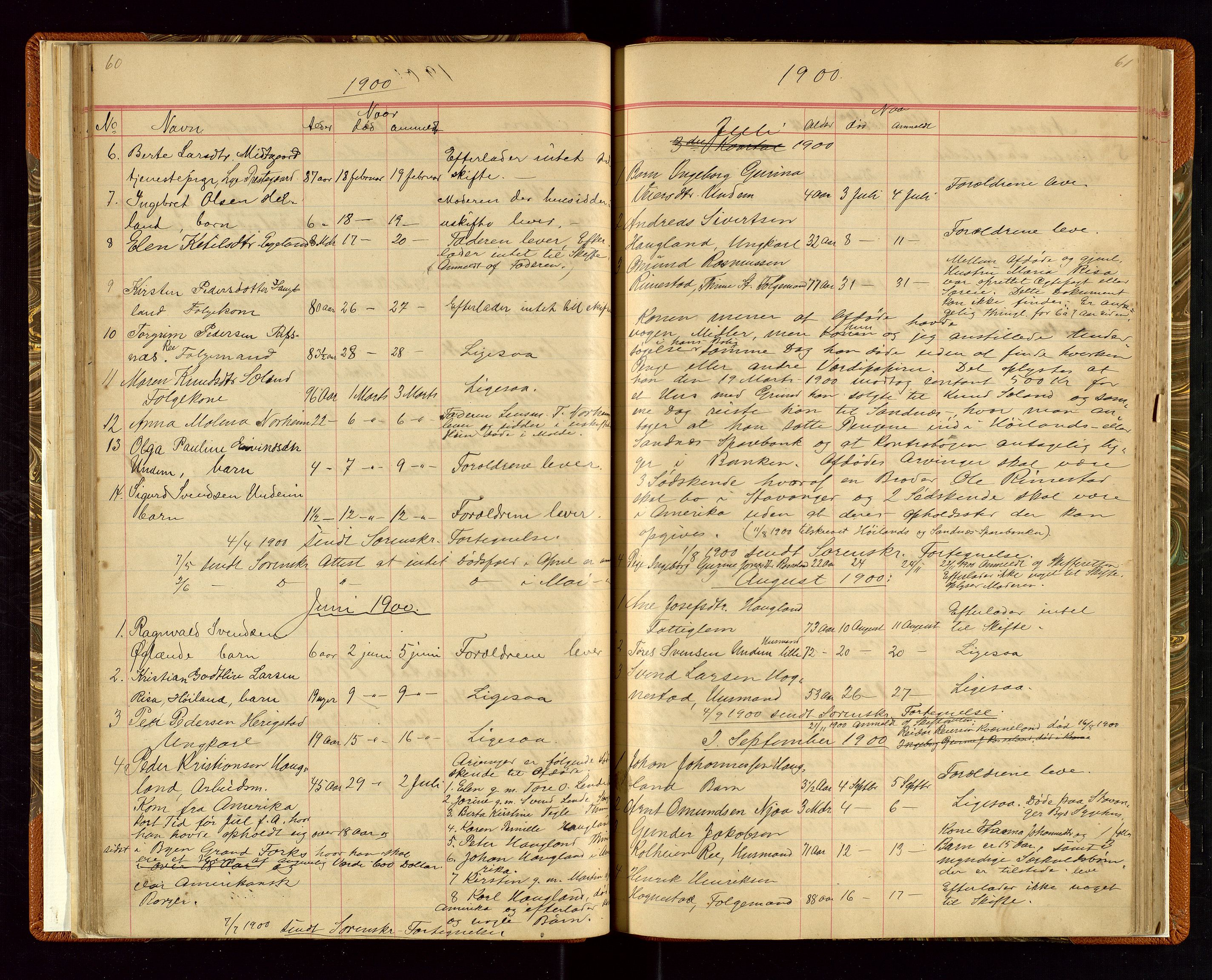 Time lensmannskontor, SAST/A-100420/Gga/L0001: Dødsfallprotokoll m/alfabetisk register, 1880-1921, p. 60-61