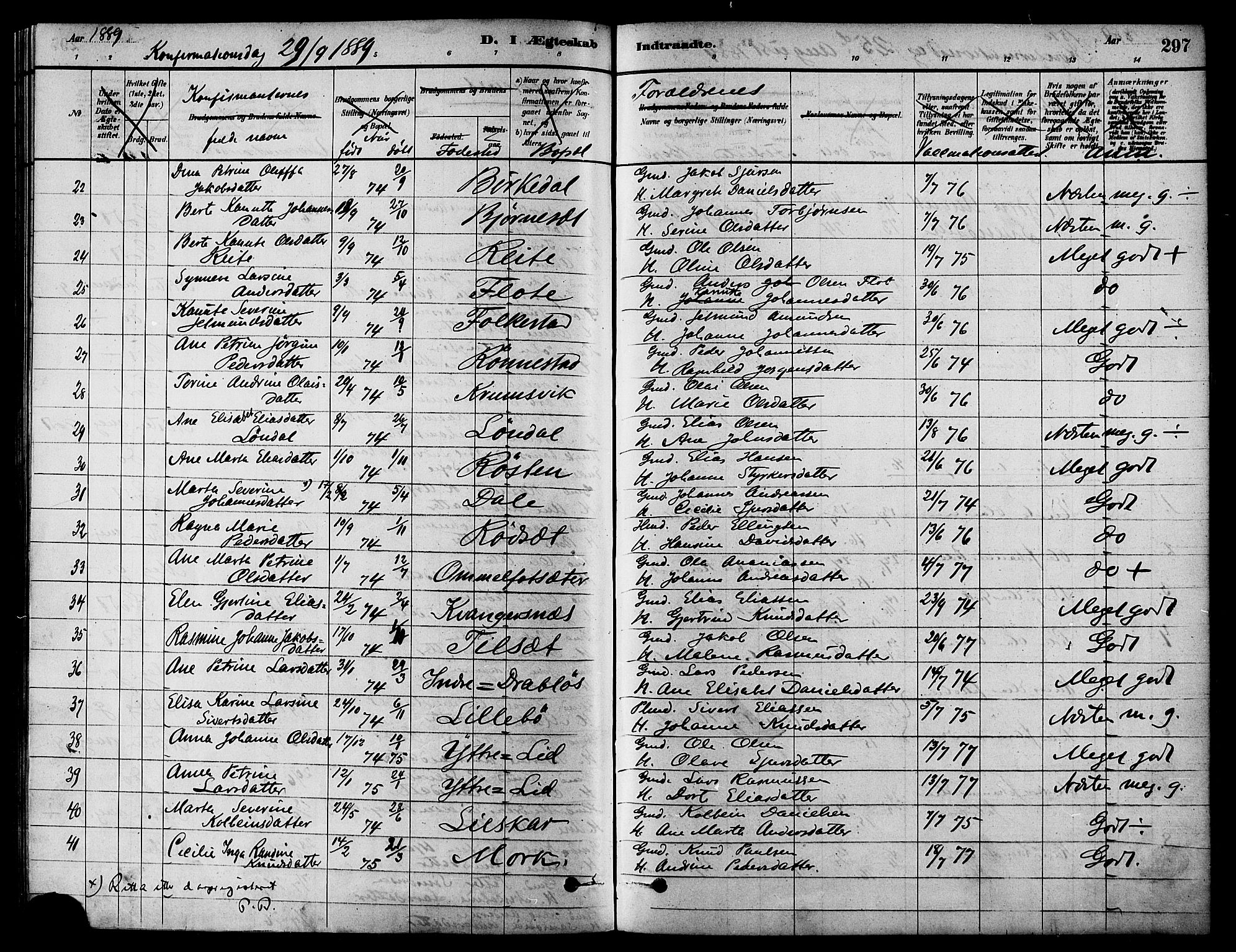 Ministerialprotokoller, klokkerbøker og fødselsregistre - Møre og Romsdal, SAT/A-1454/511/L0141: Parish register (official) no. 511A08, 1878-1890, p. 297