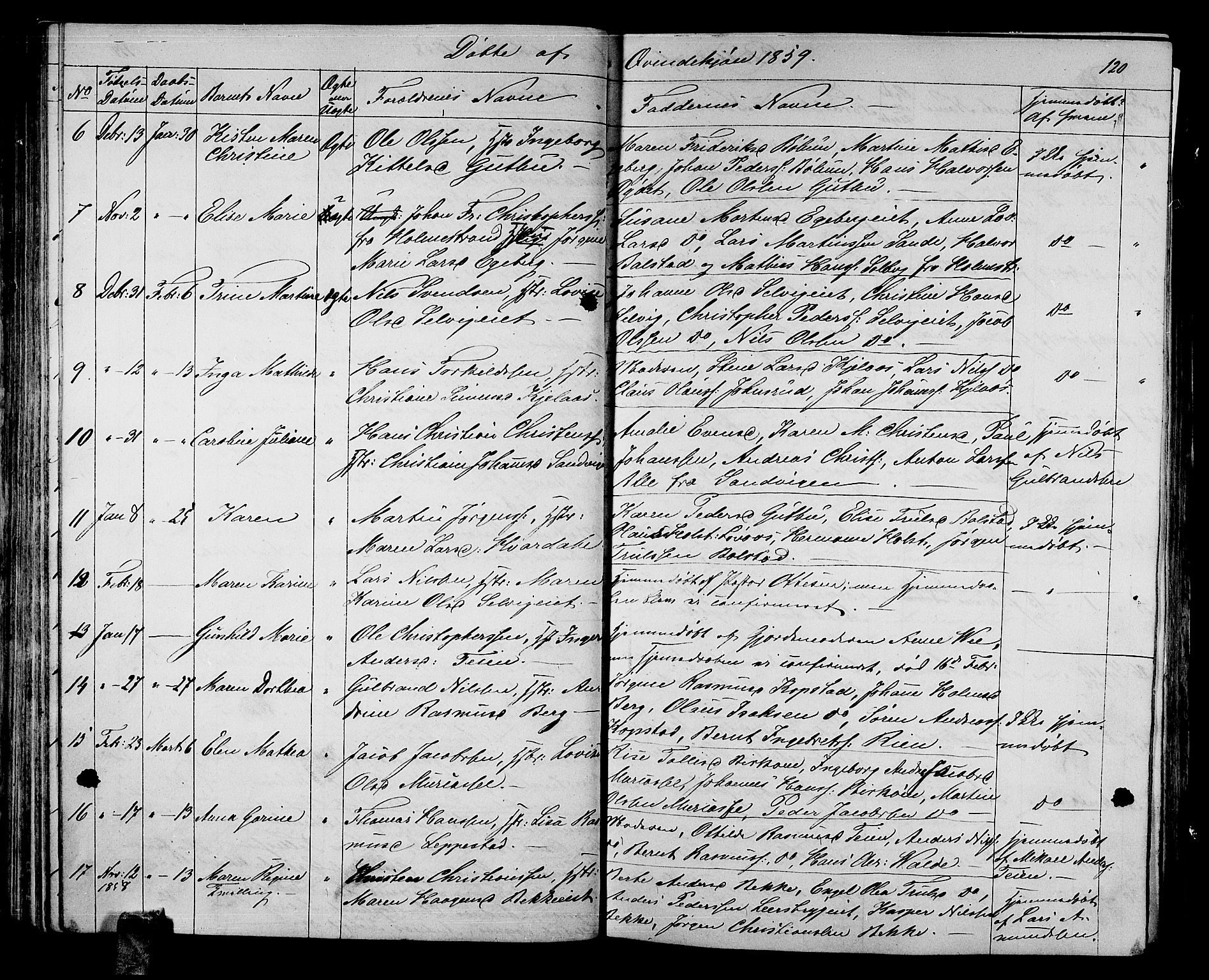 Sande Kirkebøker, AV/SAKO-A-53/G/Ga/L0002: Parish register (copy) no. 2, 1847-1863, p. 120