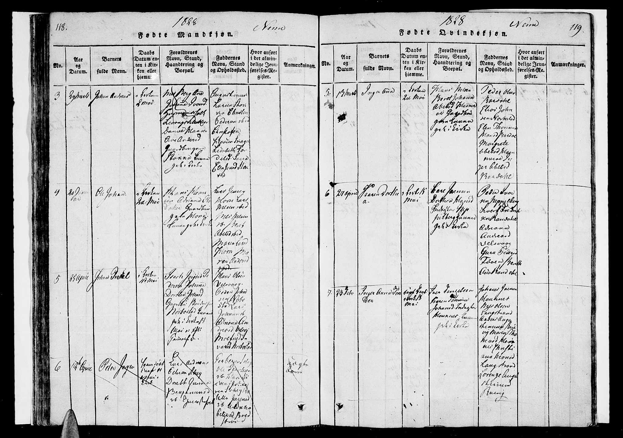 Ministerialprotokoller, klokkerbøker og fødselsregistre - Nordland, AV/SAT-A-1459/838/L0546: Parish register (official) no. 838A05 /1, 1820-1828, p. 118-119