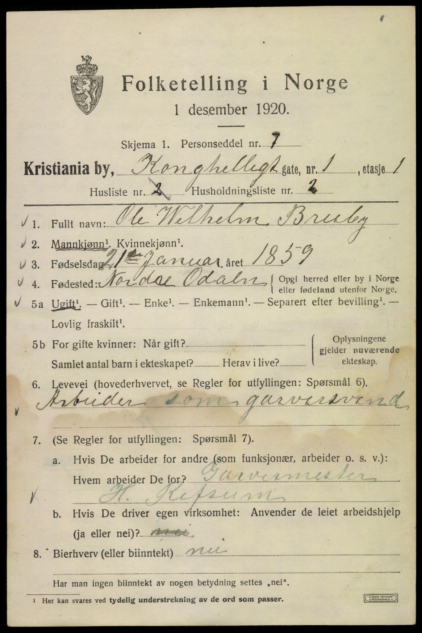 SAO, 1920 census for Kristiania, 1920, p. 346749