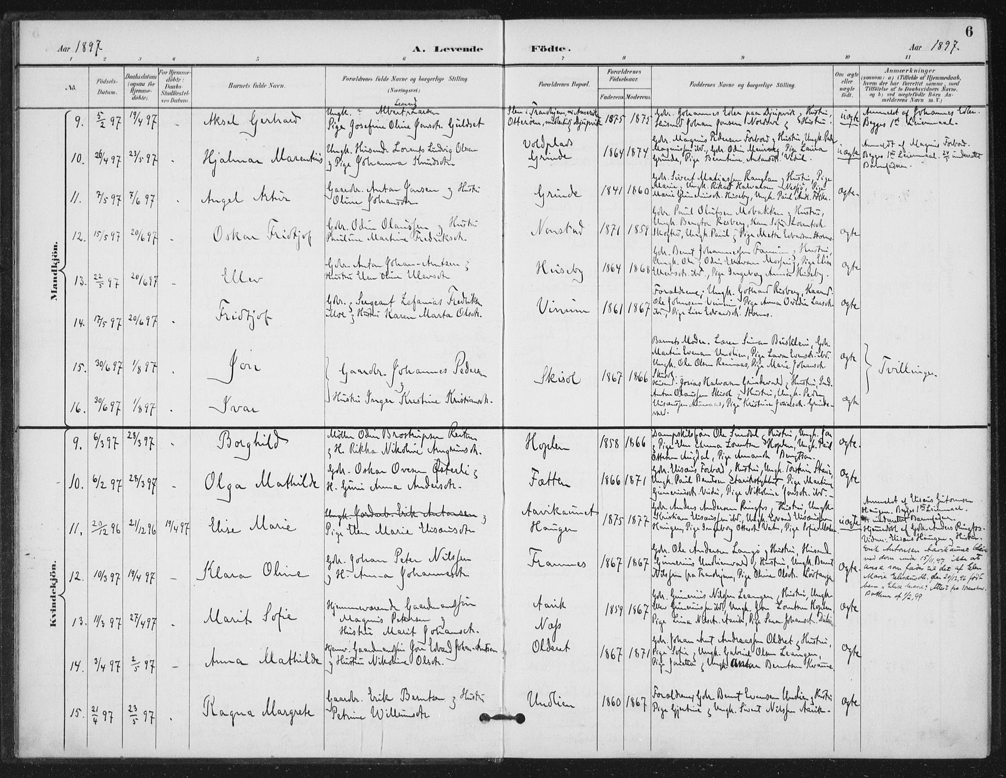 Ministerialprotokoller, klokkerbøker og fødselsregistre - Nord-Trøndelag, AV/SAT-A-1458/714/L0131: Parish register (official) no. 714A02, 1896-1918, p. 6