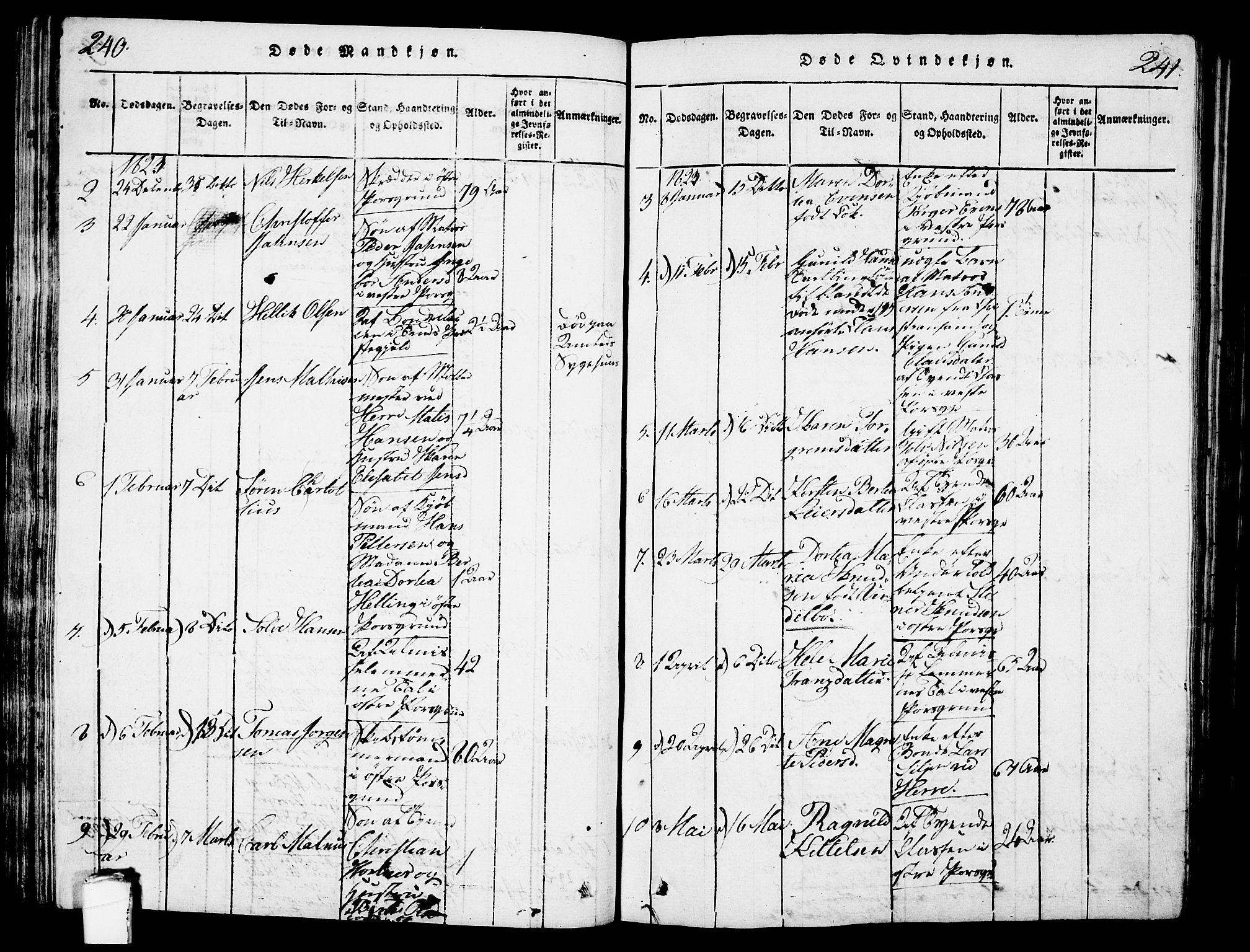 Porsgrunn kirkebøker , SAKO/A-104/G/Gb/L0001: Parish register (copy) no. II 1, 1817-1828, p. 240-241
