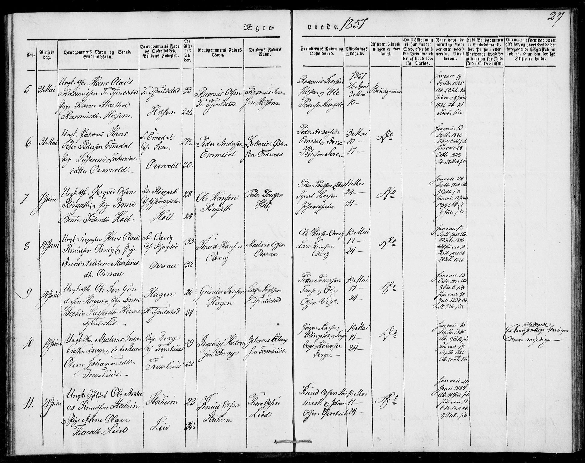 Ministerialprotokoller, klokkerbøker og fødselsregistre - Møre og Romsdal, AV/SAT-A-1454/520/L0276: Parish register (official) no. 520A06, 1844-1881, p. 27