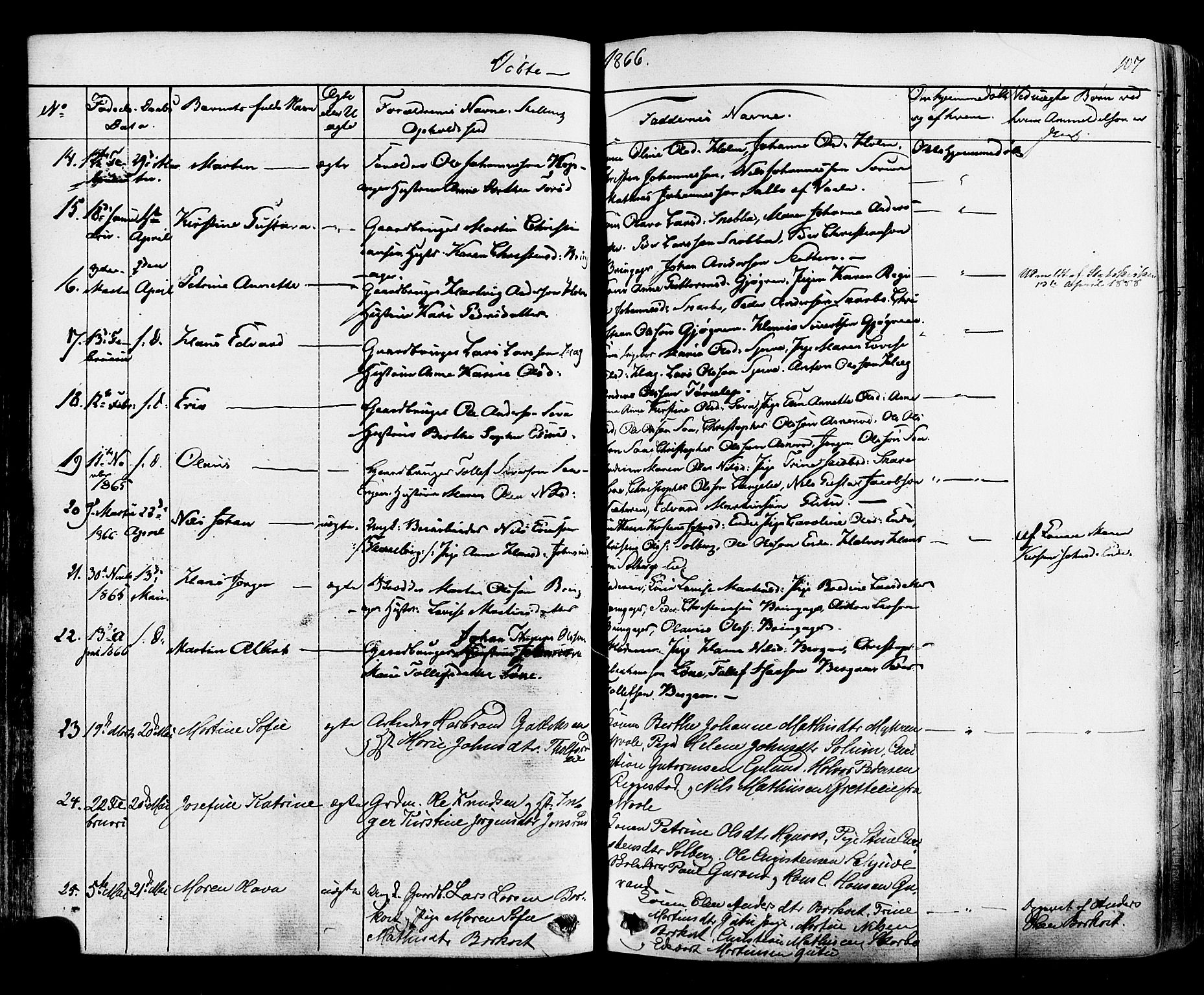 Botne kirkebøker, AV/SAKO-A-340/F/Fa/L0006: Parish register (official) no. I 6, 1836-1877, p. 107