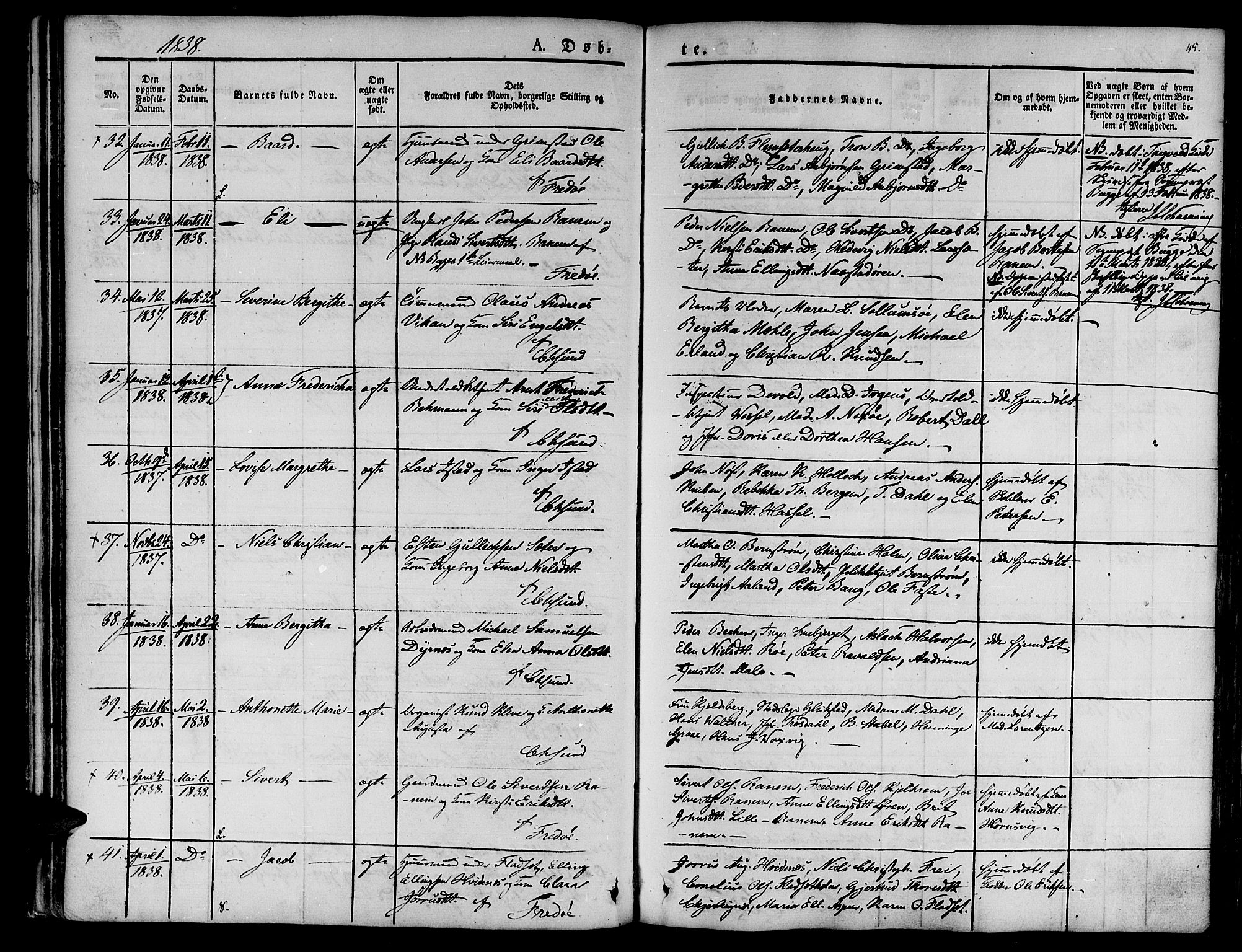 Ministerialprotokoller, klokkerbøker og fødselsregistre - Møre og Romsdal, SAT/A-1454/572/L0843: Parish register (official) no. 572A06, 1832-1842, p. 45