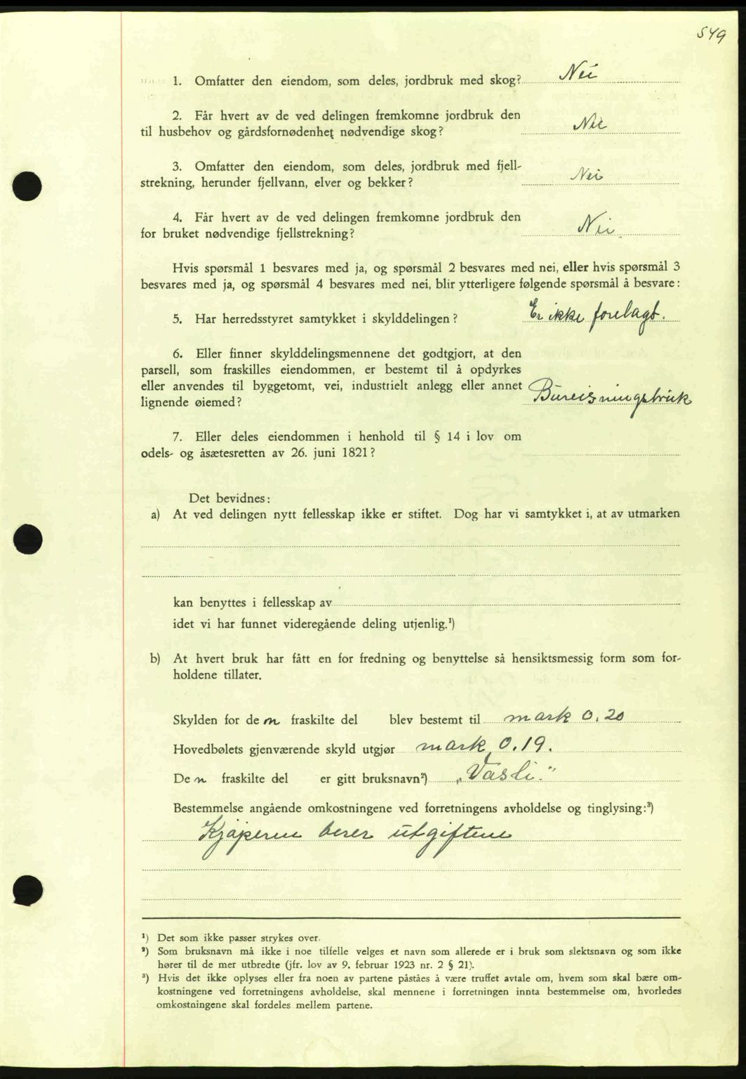 Nordmøre sorenskriveri, AV/SAT-A-4132/1/2/2Ca: Mortgage book no. A95, 1943-1943, Diary no: : 1626/1943