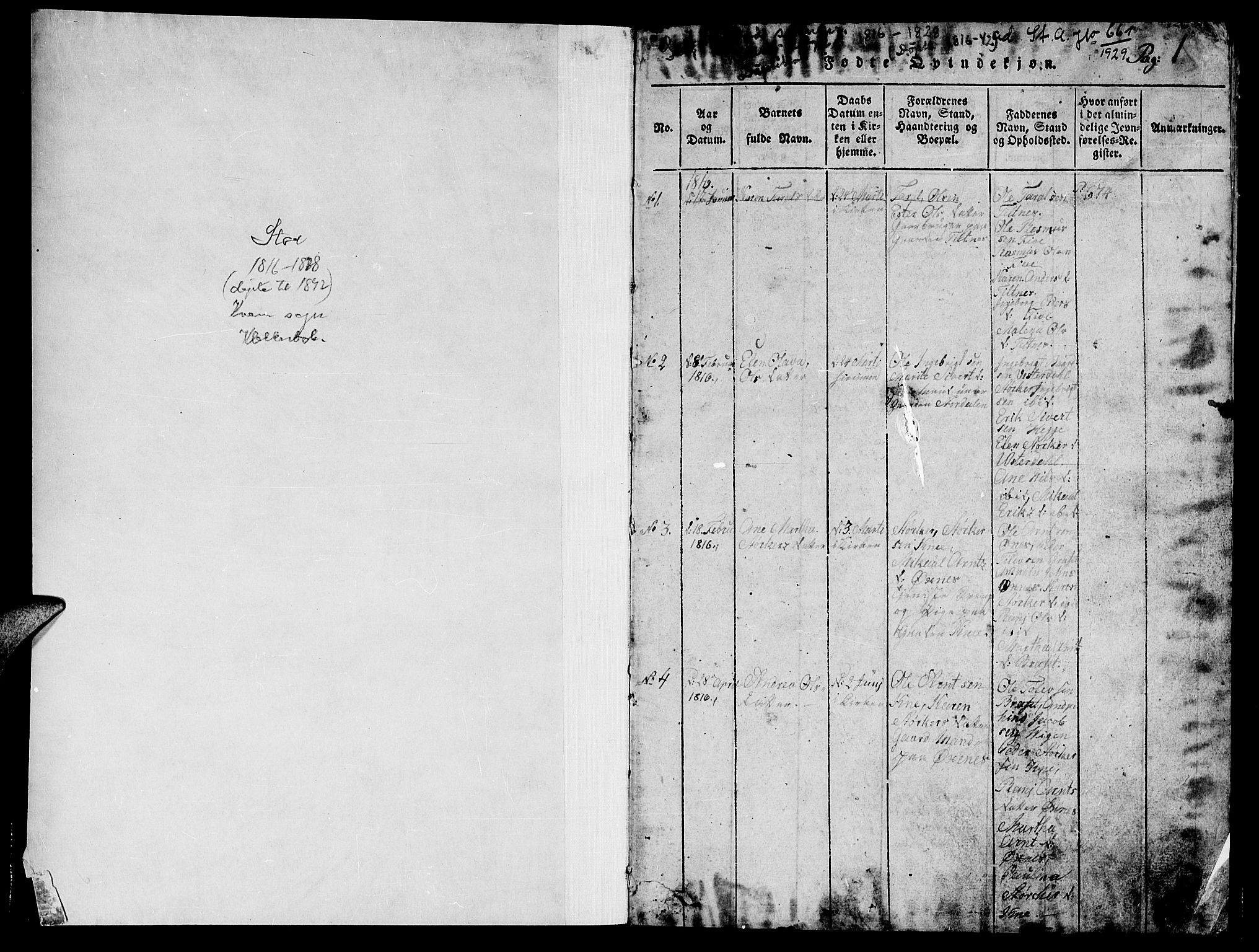 Ministerialprotokoller, klokkerbøker og fødselsregistre - Nord-Trøndelag, SAT/A-1458/747/L0459: Parish register (copy) no. 747C01, 1816-1842, p. 0-1
