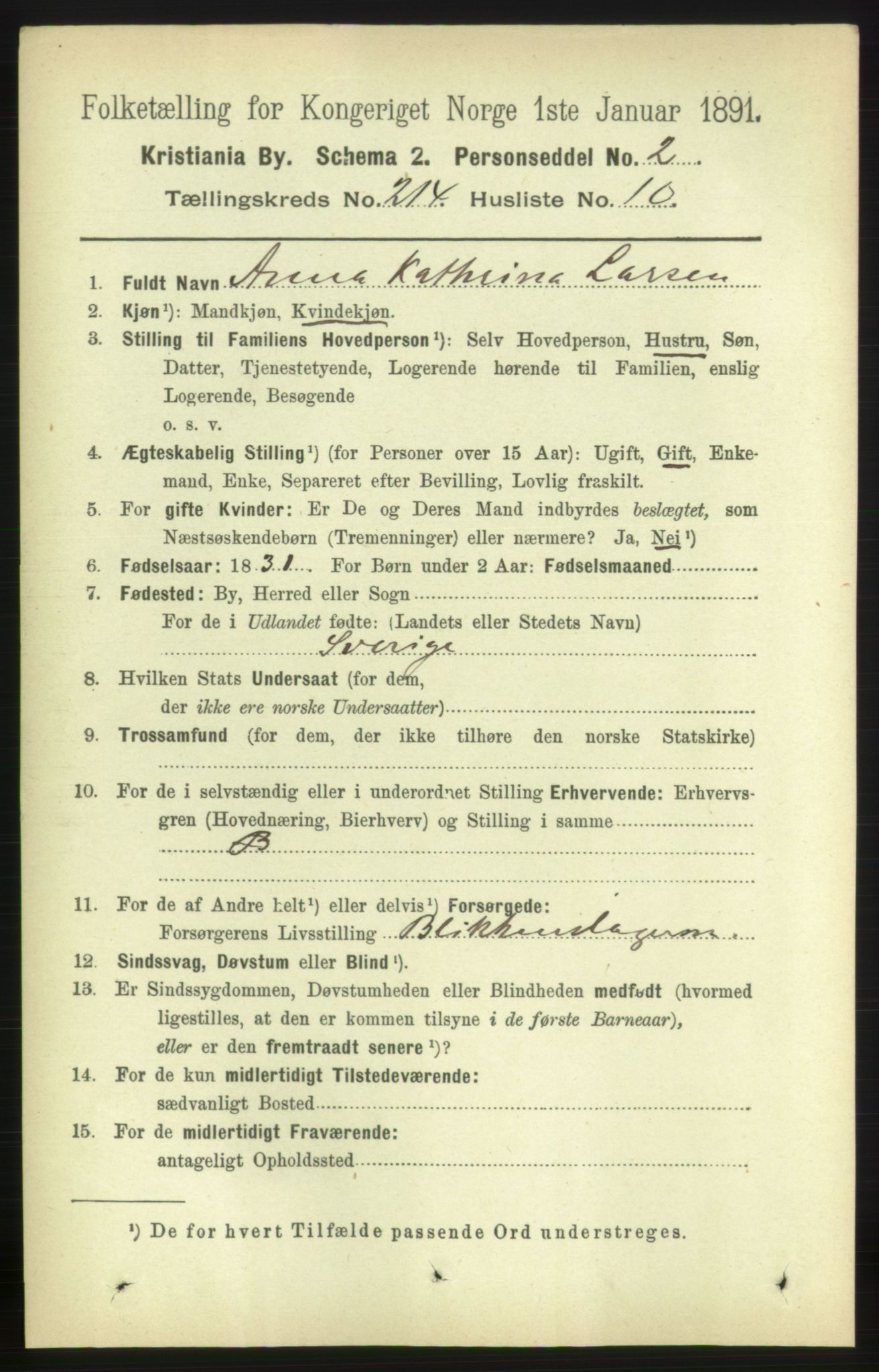 RA, 1891 census for 0301 Kristiania, 1891, p. 127699
