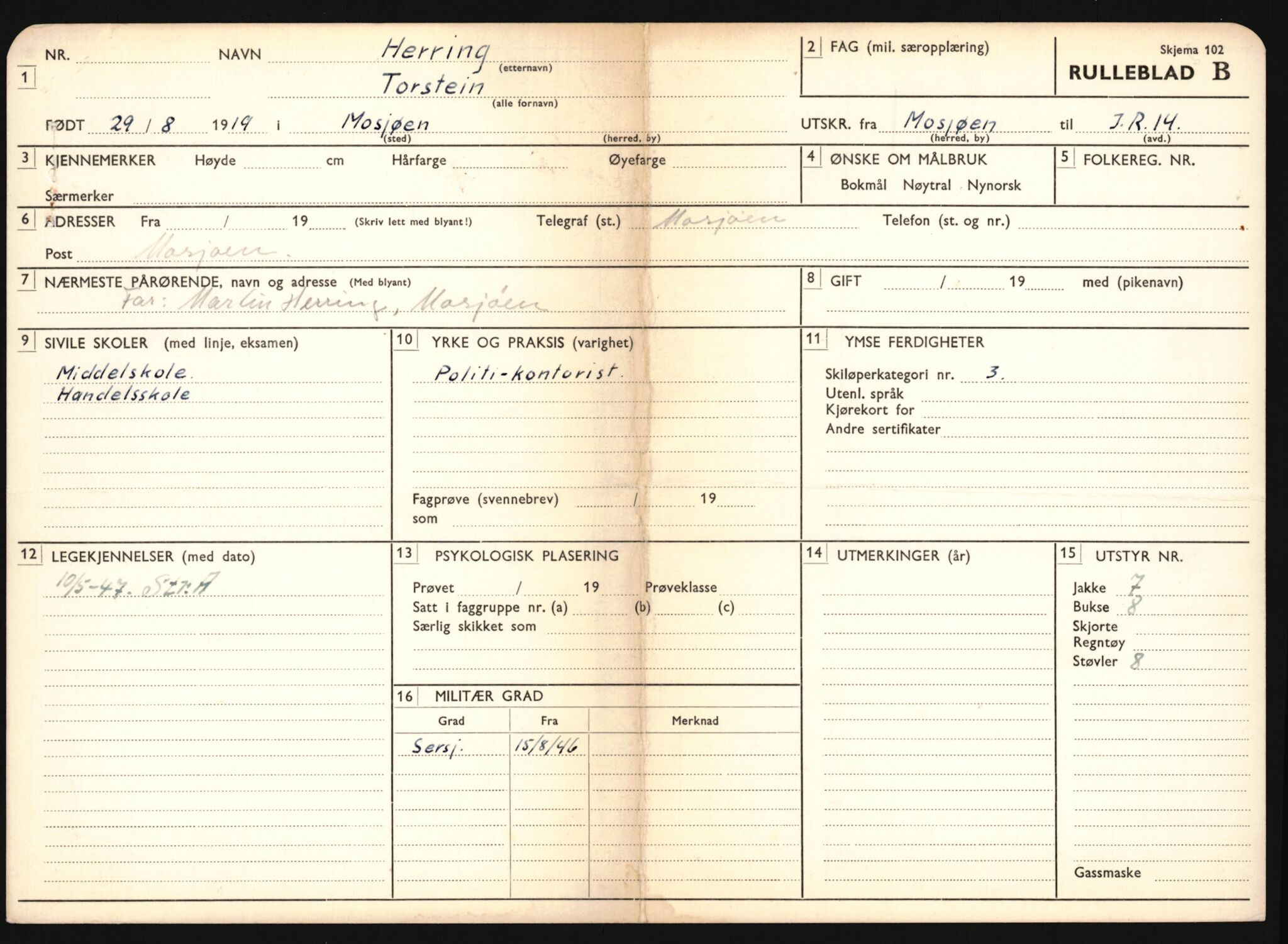 Forsvaret, Sør-Hålogaland landforsvar, AV/RA-RAFA-2552/P/Pa/L0303: Personellmapper for slettet personell, yrkesbefal og vernepliktig befal, født 1917-1920, 1936-1980, p. 487