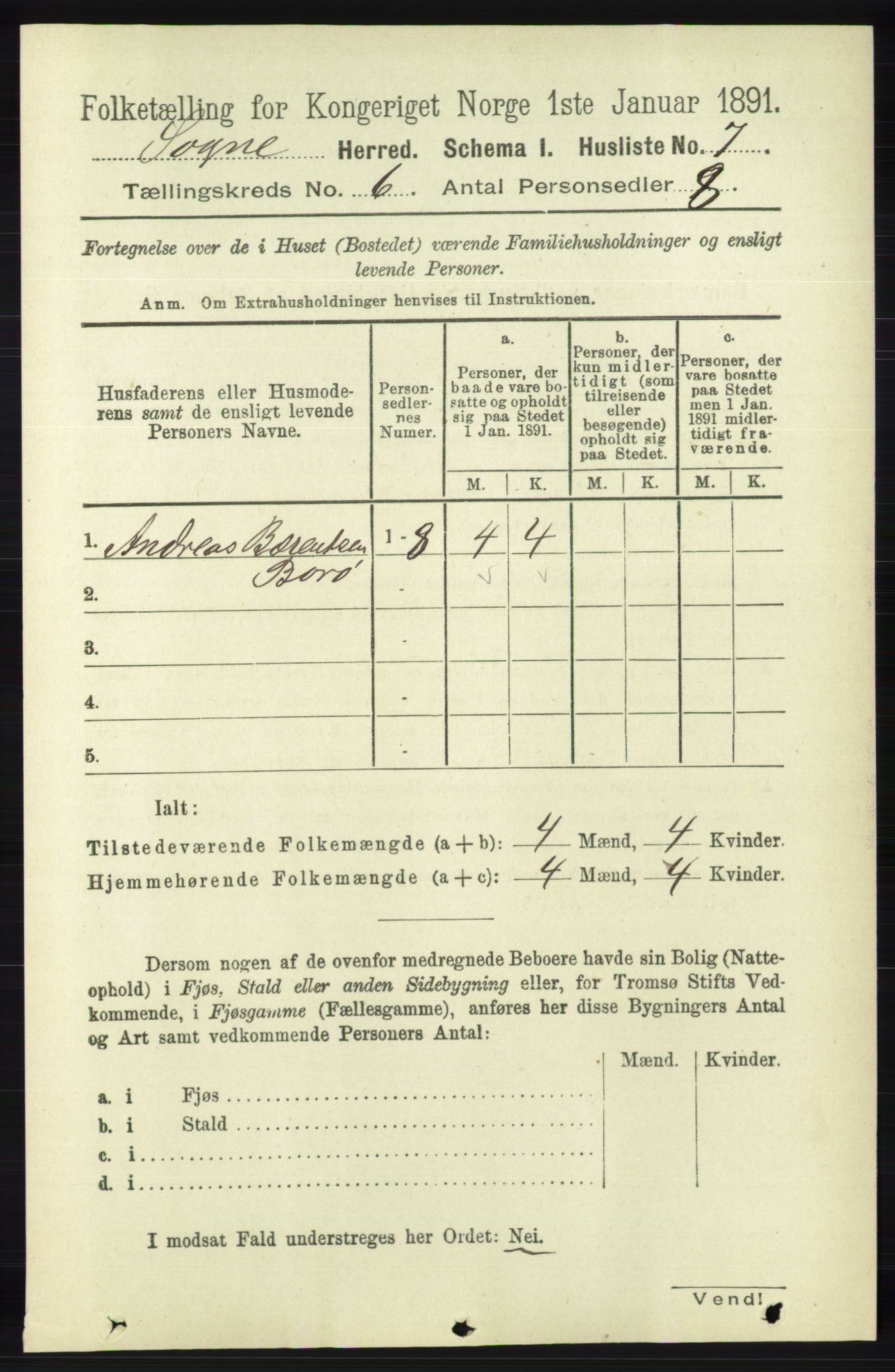 RA, 1891 census for 1018 Søgne, 1891, p. 1362