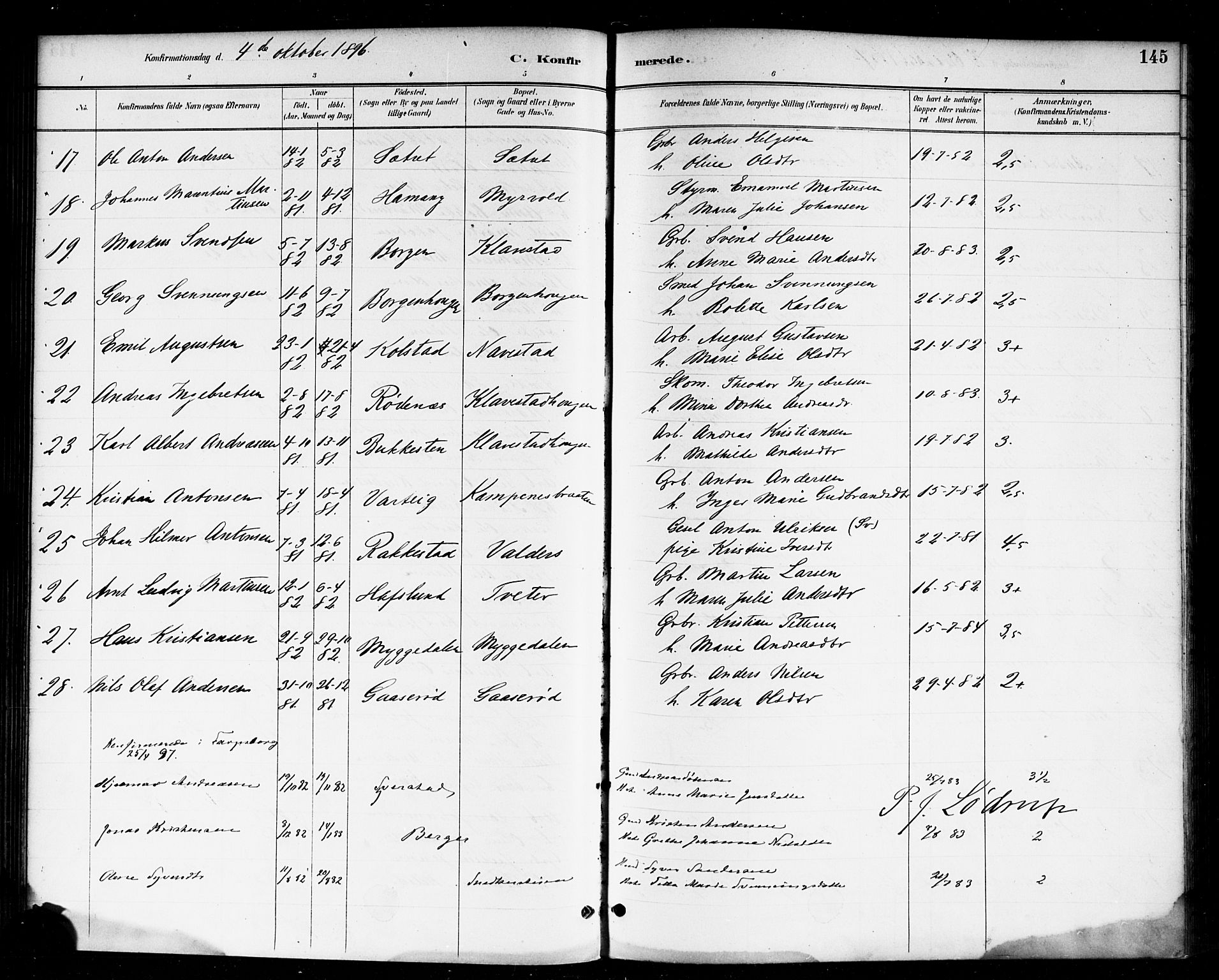 Skjeberg prestekontor Kirkebøker, SAO/A-10923/F/Fa/L0009: Parish register (official) no. I 9, 1886-1897, p. 145