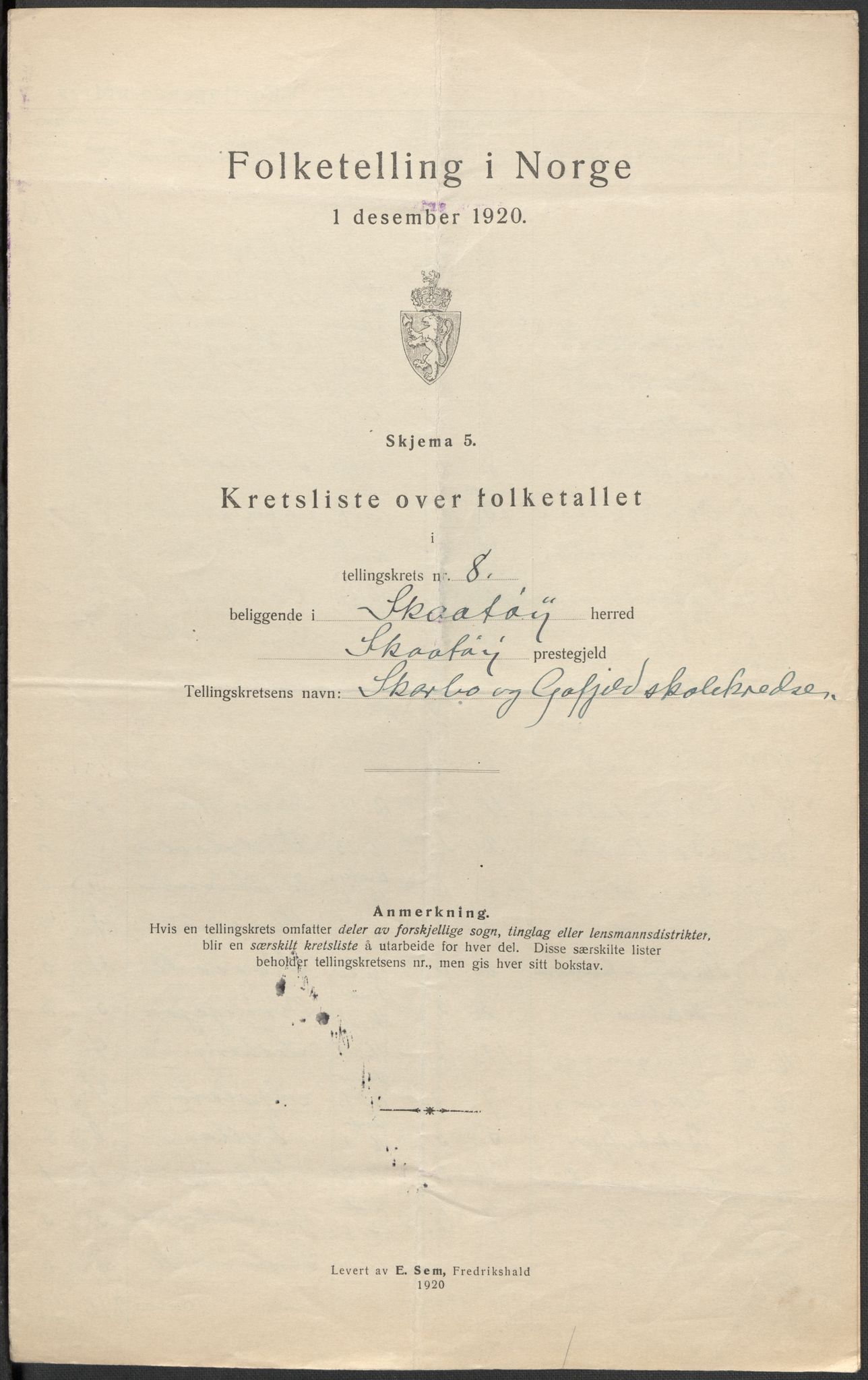 SAKO, 1920 census for Skåtøy, 1920, p. 26