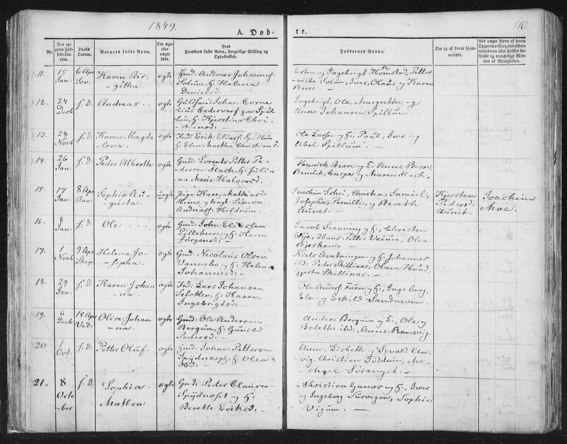 Ministerialprotokoller, klokkerbøker og fødselsregistre - Nord-Trøndelag, SAT/A-1458/764/L0551: Parish register (official) no. 764A07a, 1824-1864, p. 110