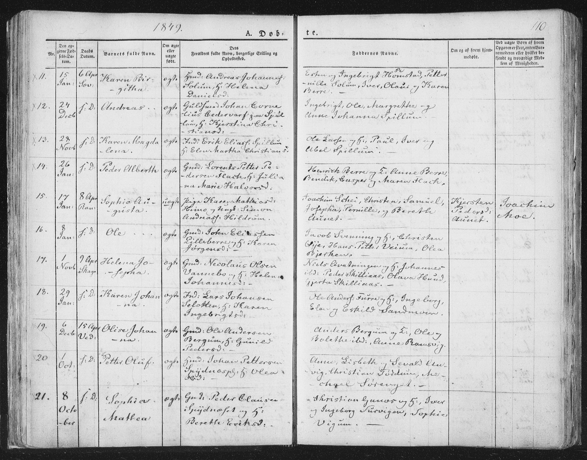 Ministerialprotokoller, klokkerbøker og fødselsregistre - Nord-Trøndelag, AV/SAT-A-1458/764/L0551: Parish register (official) no. 764A07a, 1824-1864, p. 110