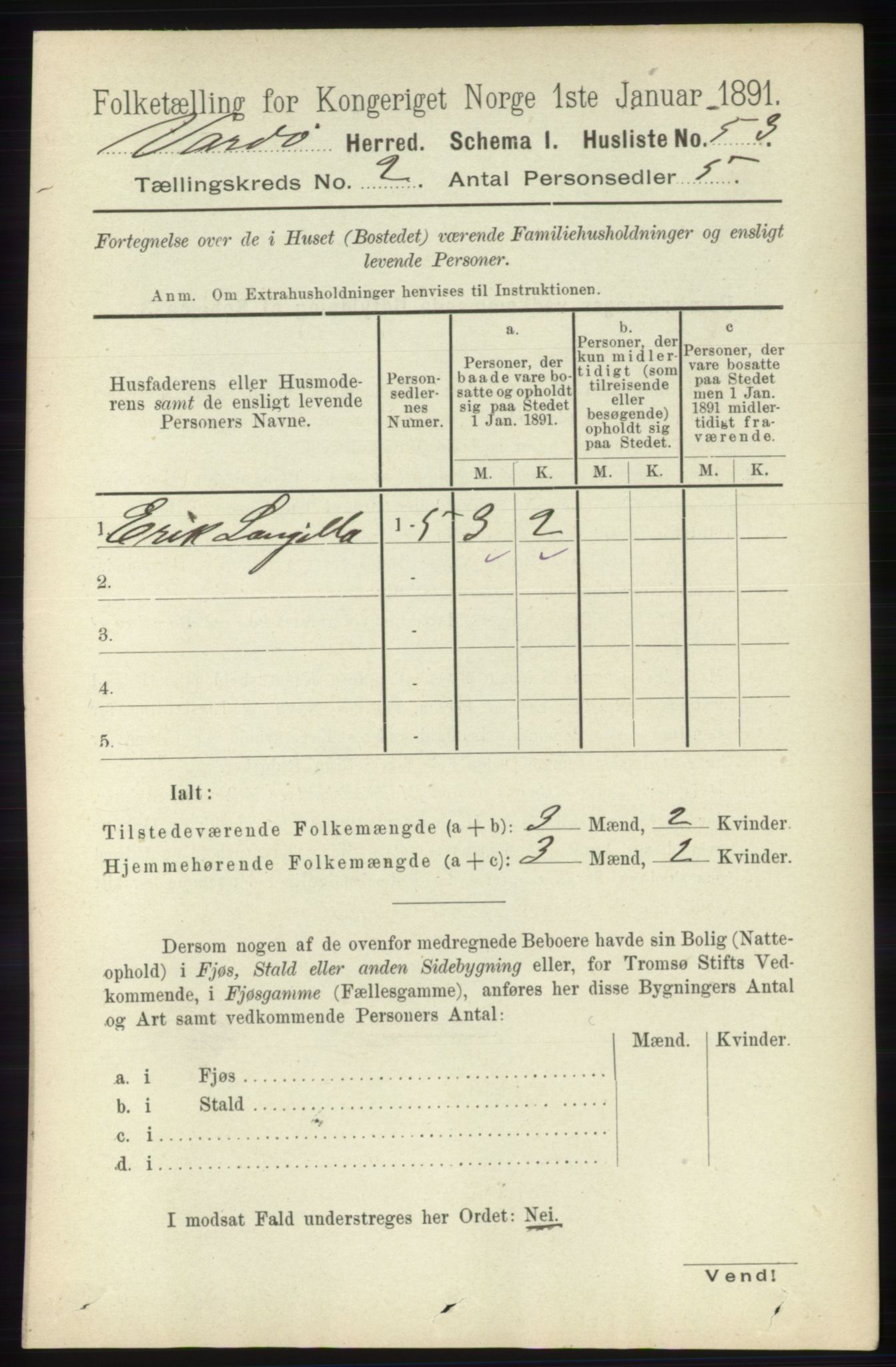 RA, 1891 census for 2028 Vardø, 1891, p. 273