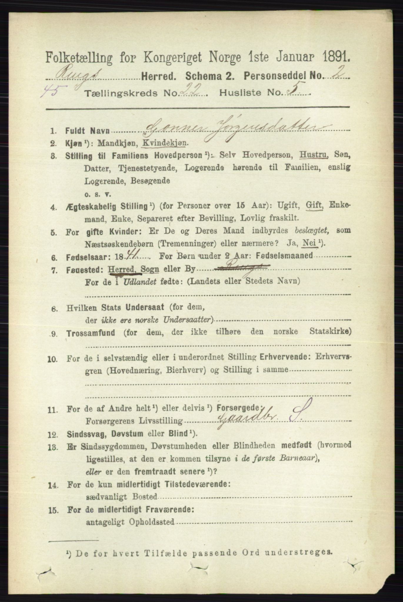 RA, 1891 census for 0412 Ringsaker, 1891, p. 12401